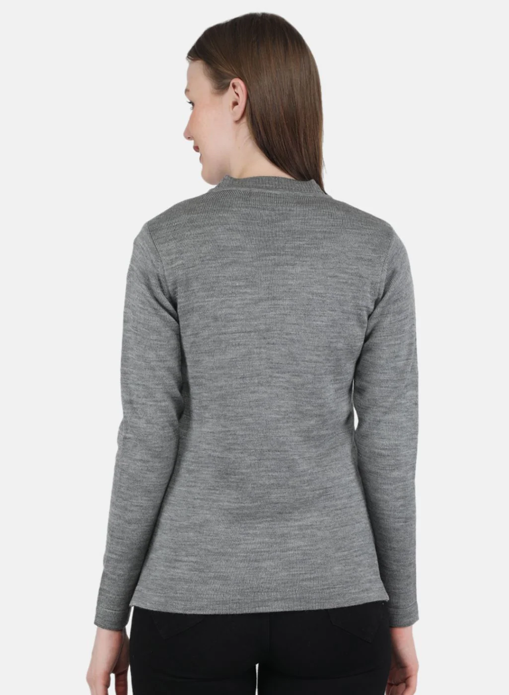 Women Grey Solid Cardigan - Image 3