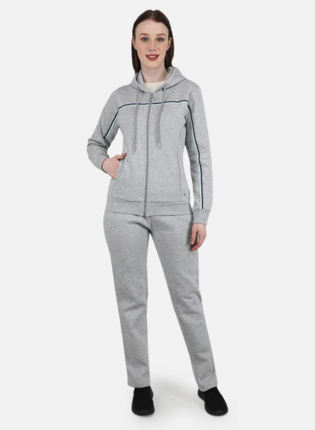 Women Grey Solid Tracksuit