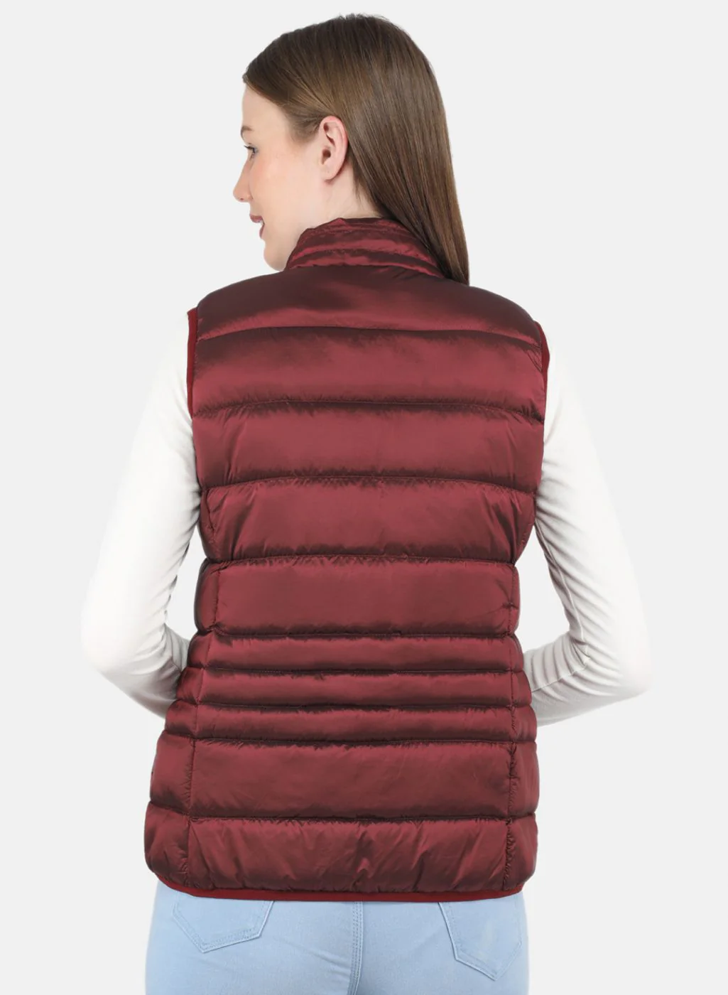 Women Maroon Puffer Jacket - Image 3