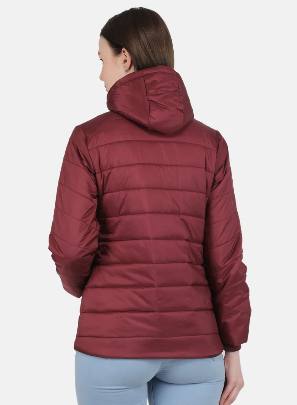 Women Maroon Check Jacket - Image 3