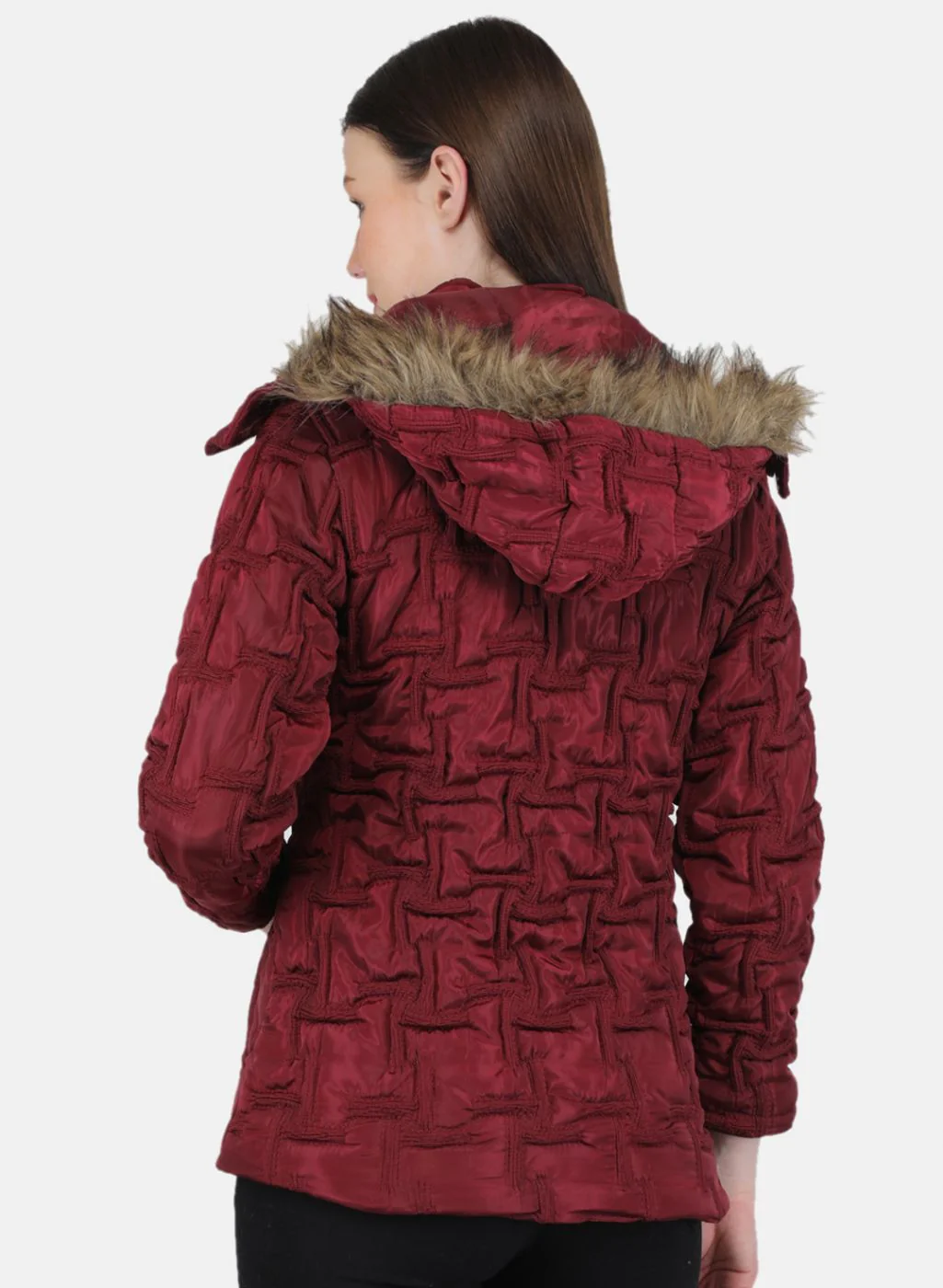 Women Maroon Embroidered Jacket - Image 3