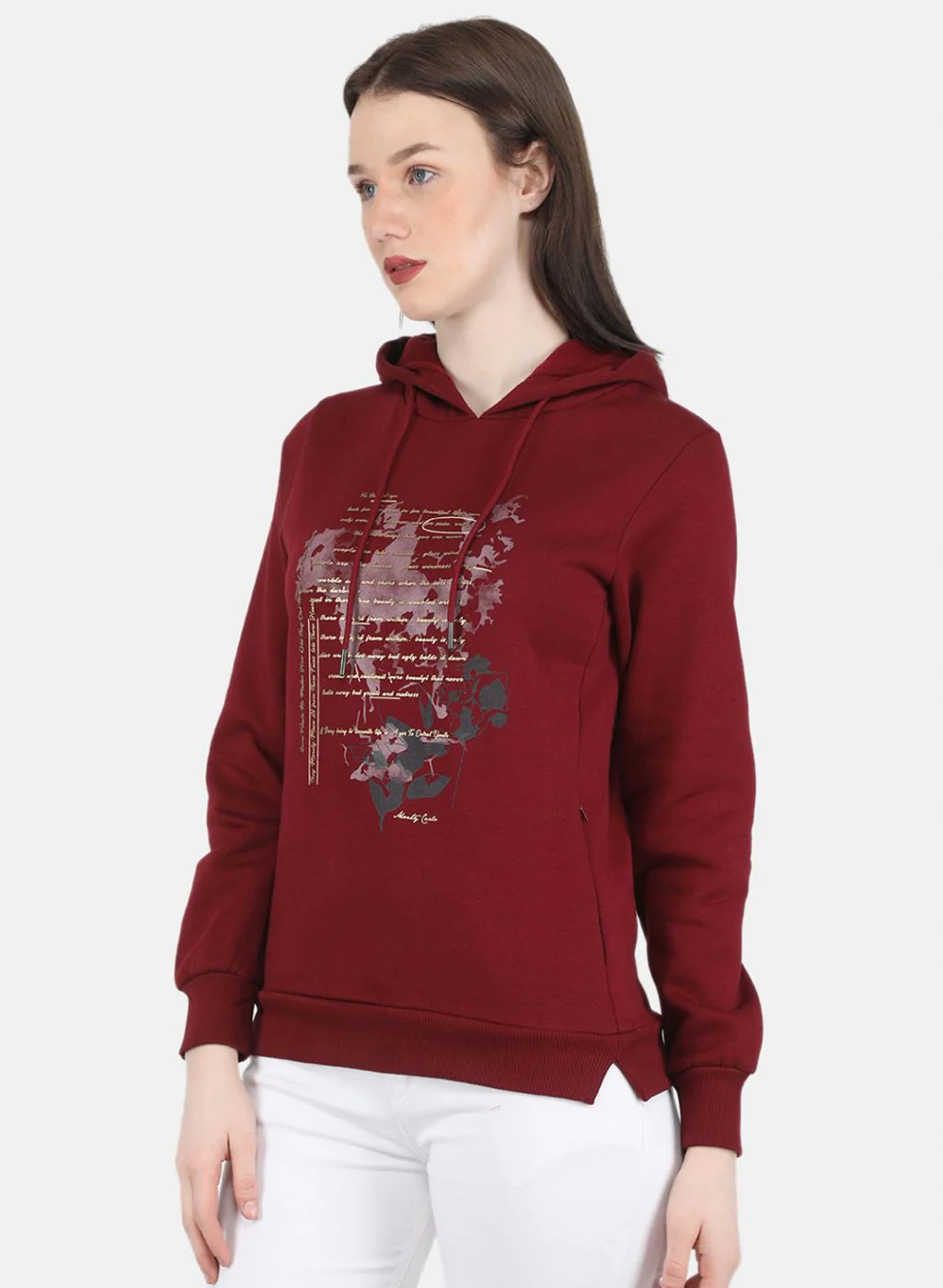 Women Maroon Printed Sweatshirt - Image 2