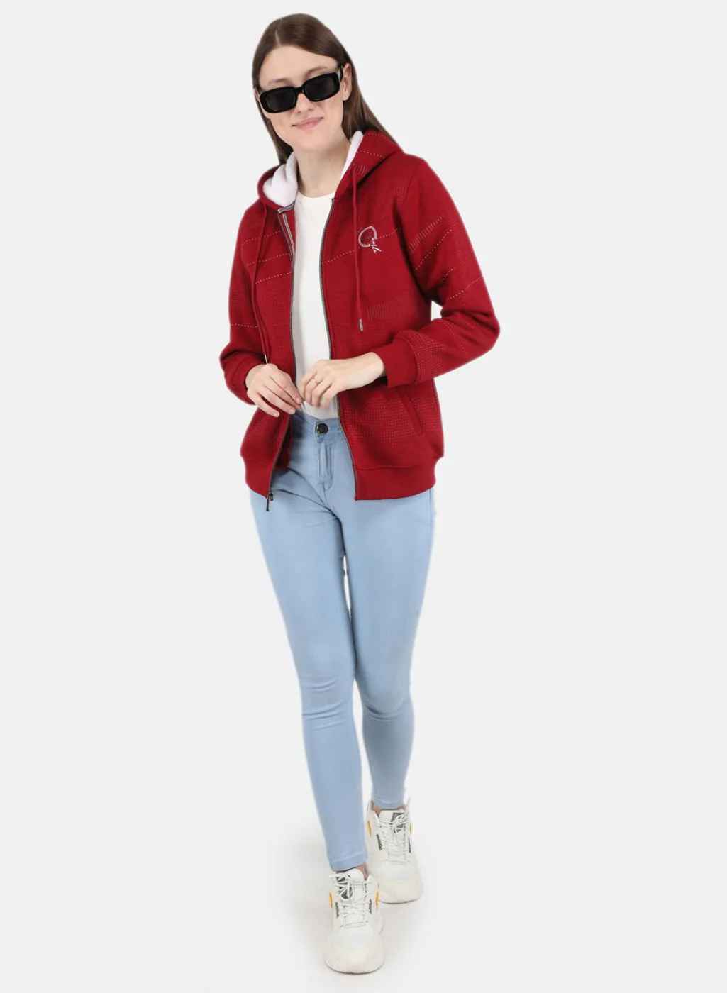 Women Maroon Printed Sweatshirt - Image 4