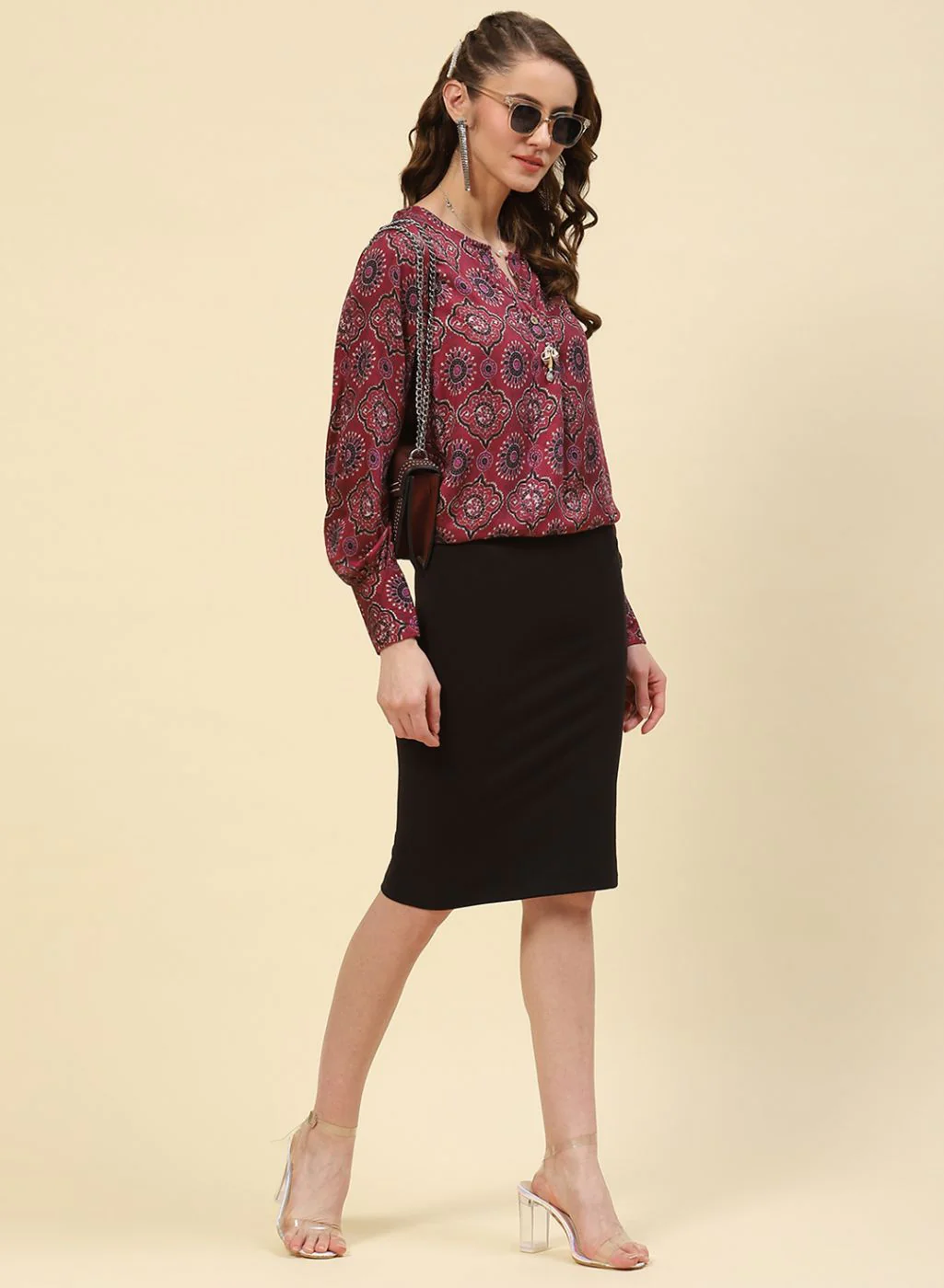Women Maroon Printed Top