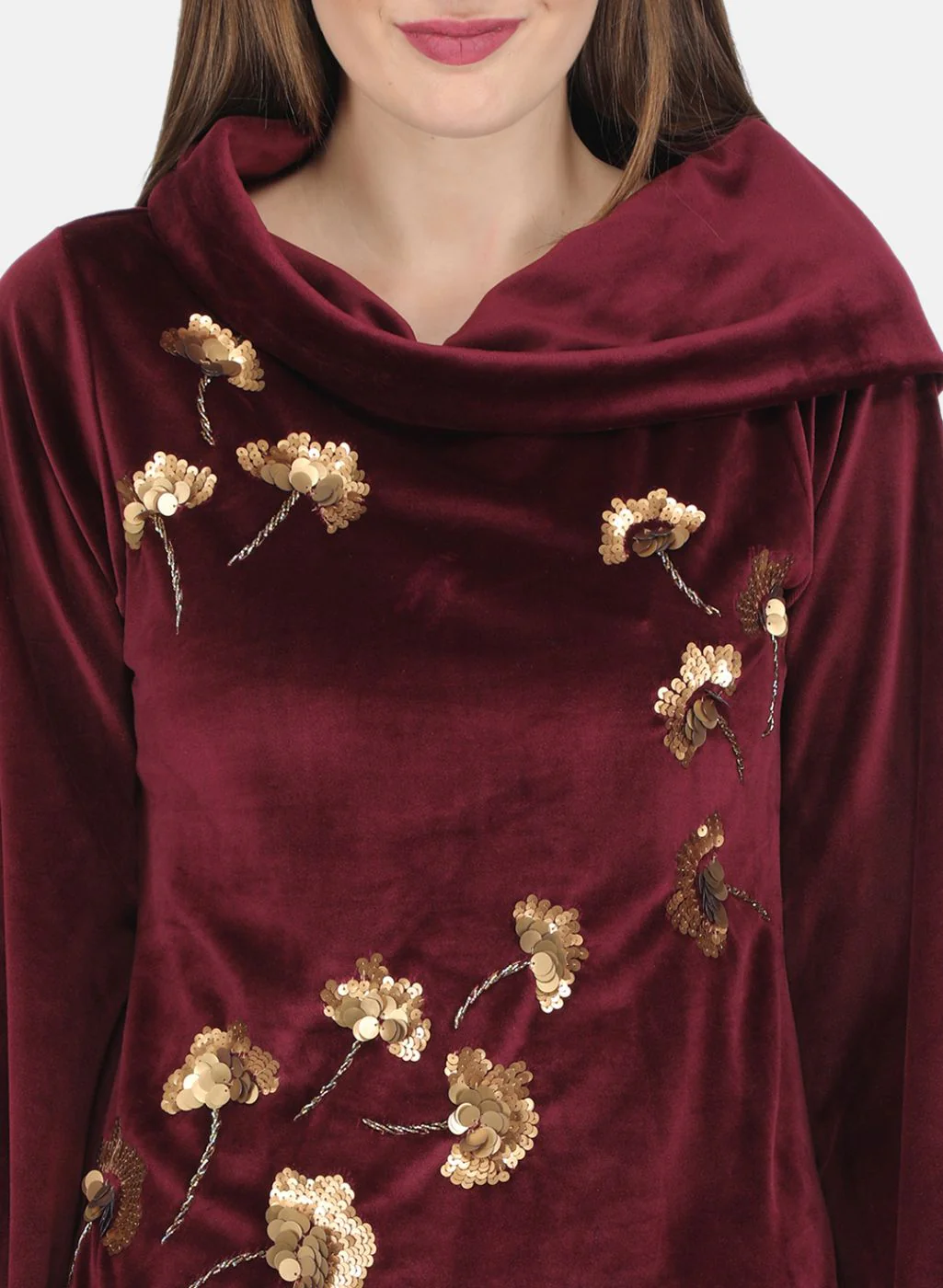 Women Maroon Self design CoordiNAte Set - Image 5