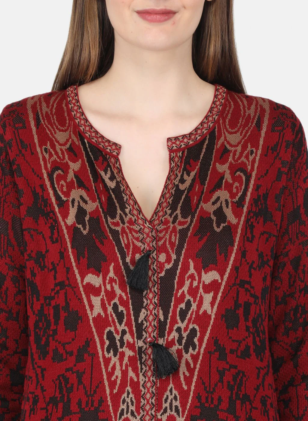 Women Maroon Self Design Kurti+Lower Set - Image 5