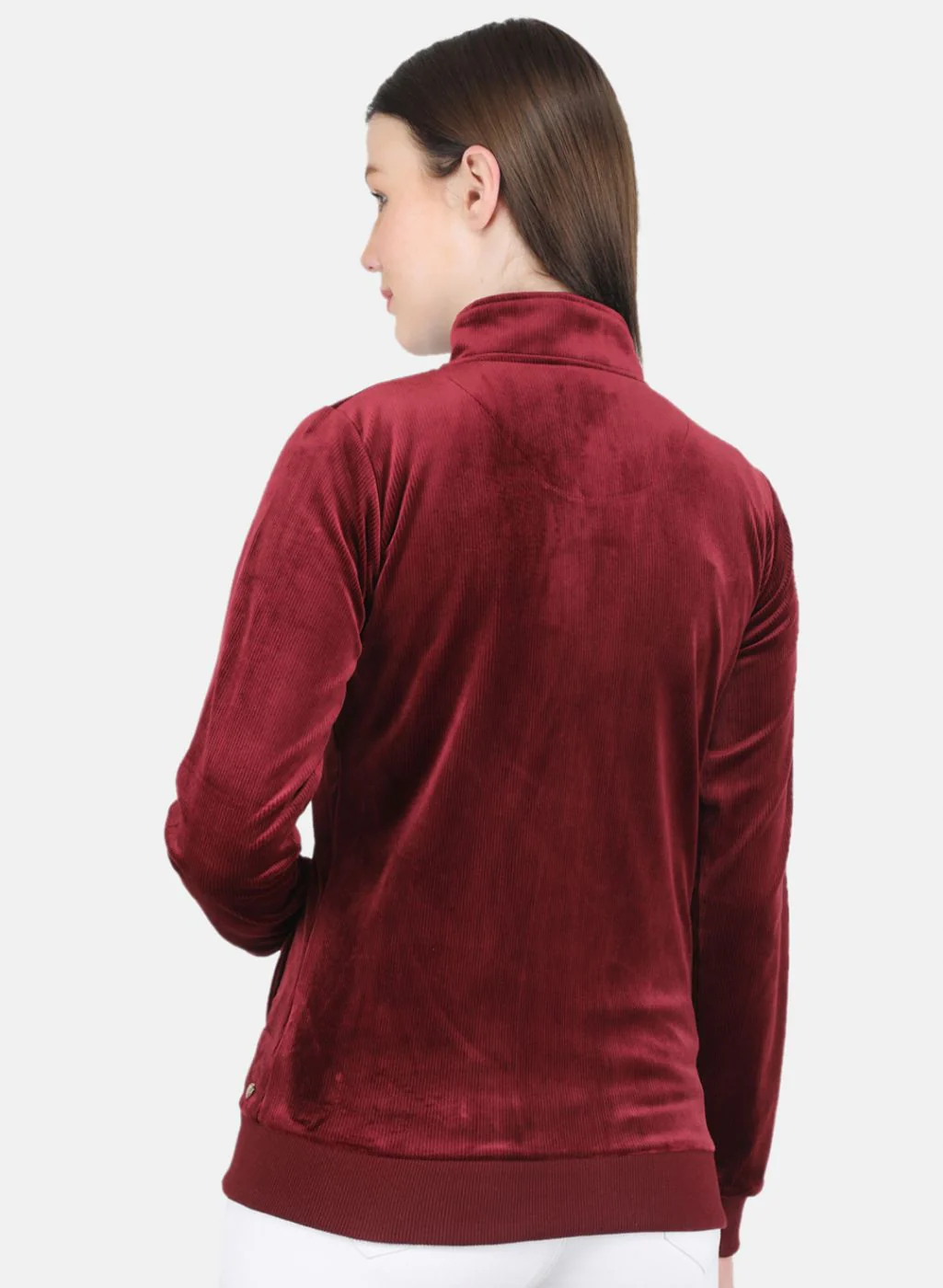 Women Maroon Self Design Sweatshirt - Image 3