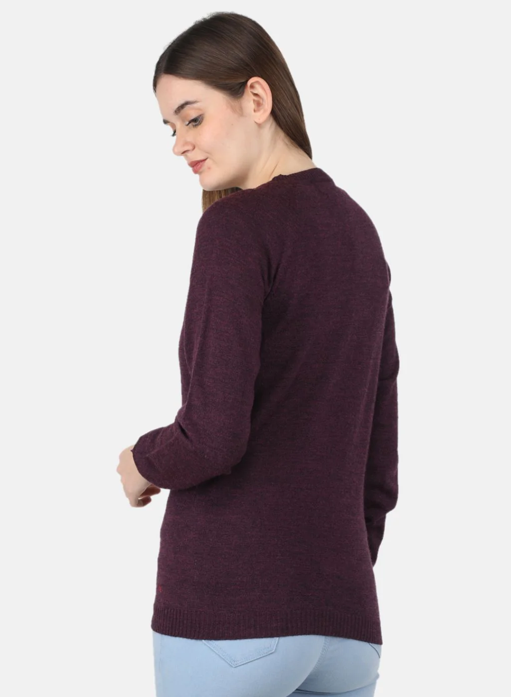 Women Maroon Solid Cardigan - Image 3