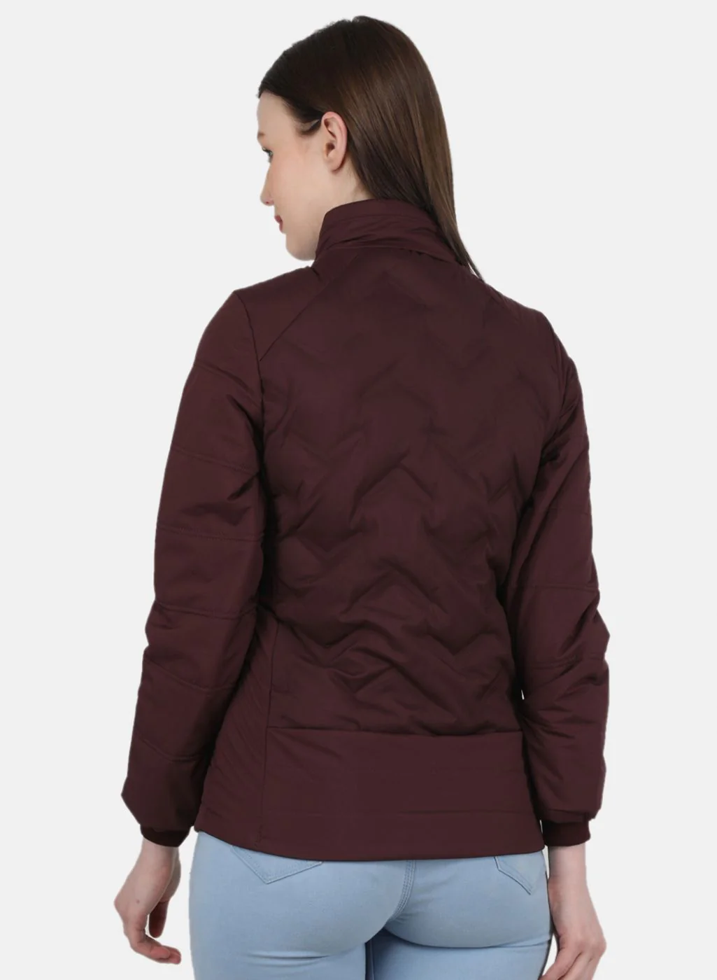 Women Maroon Solid Jacket - Image 3