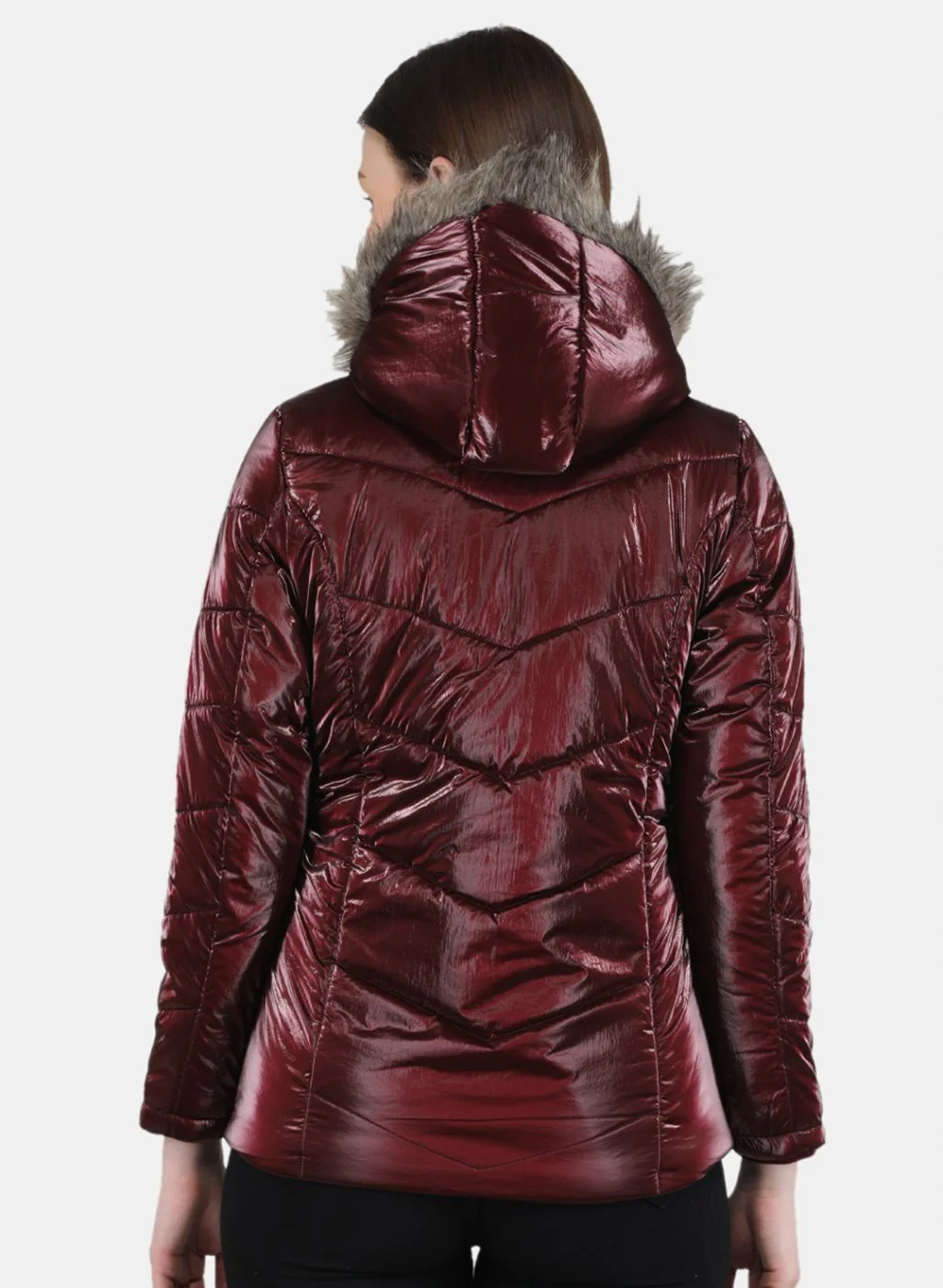 Women Maroon Solid Jacket - Image 3