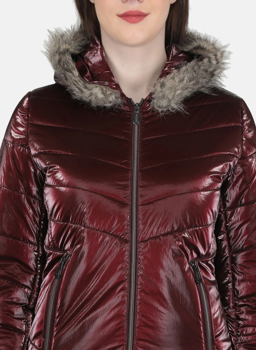 Women Maroon Solid Jacket - Image 5