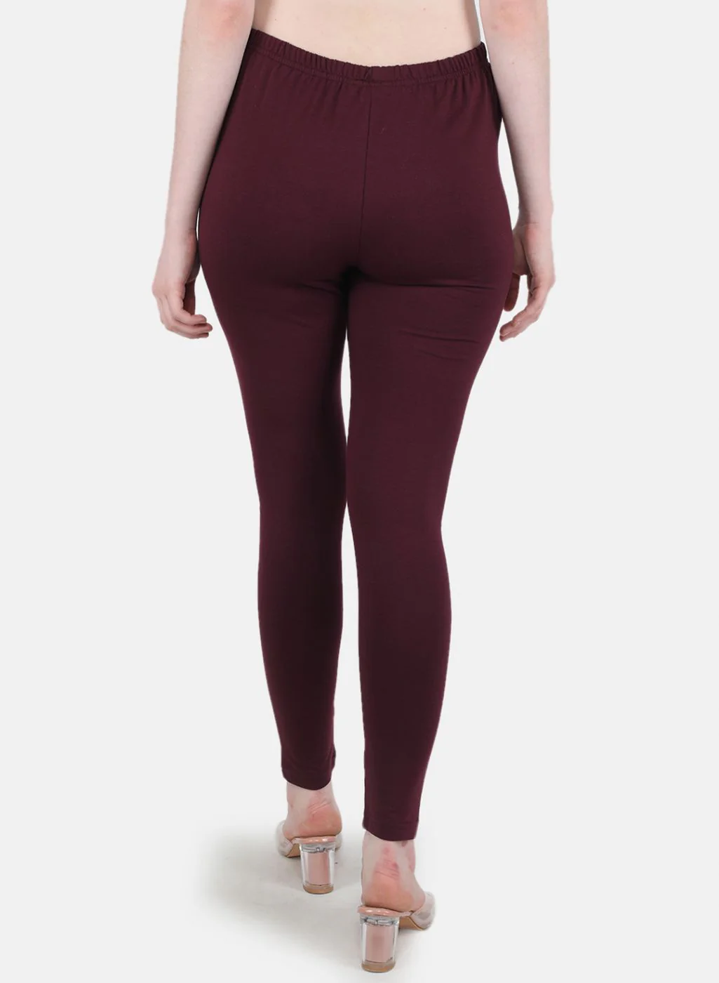 Women Maroon Solid Legging - Image 3