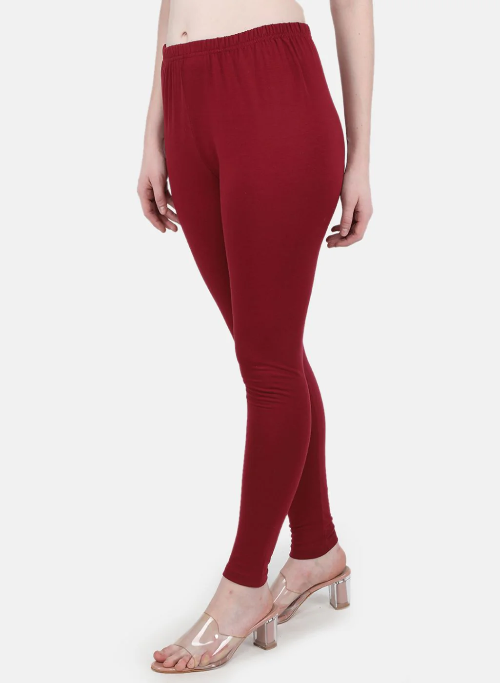 Women Maroon Solid Legging - Image 2