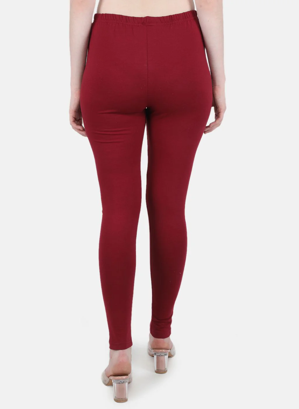 Women Maroon Solid Legging - Image 3