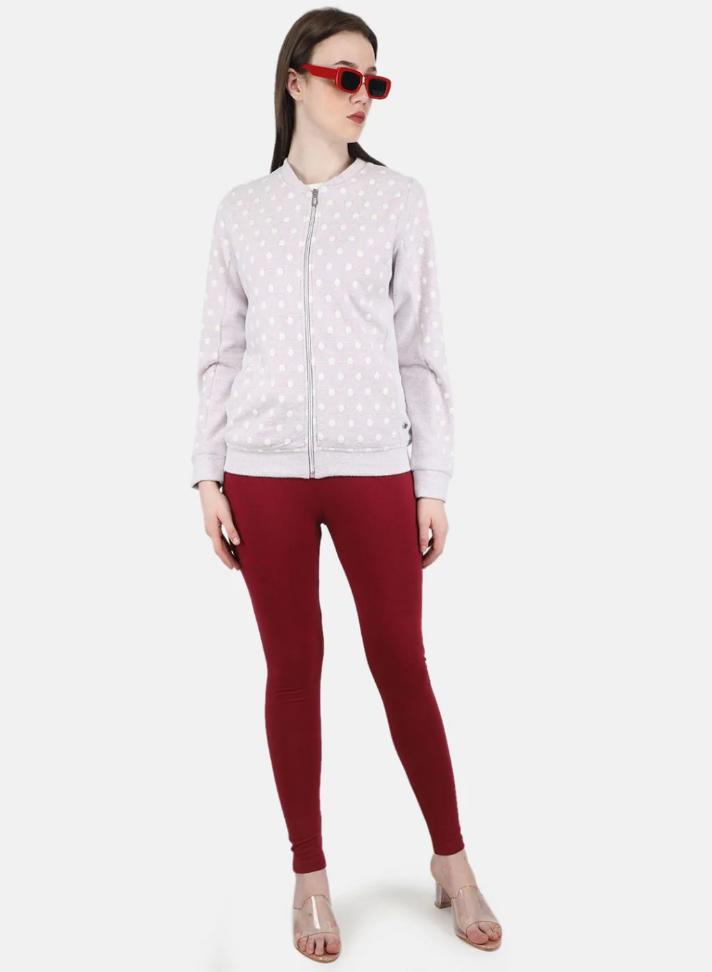 Women Maroon Solid Legging - Image 4