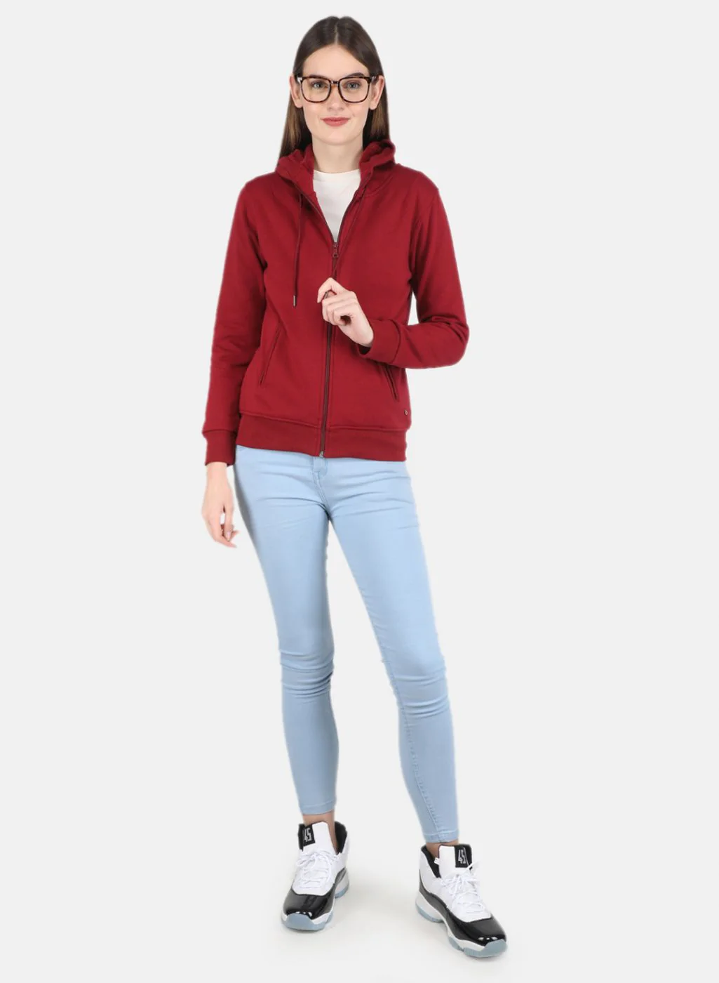 Women Maroon Solid Sweatshirt - Image 4