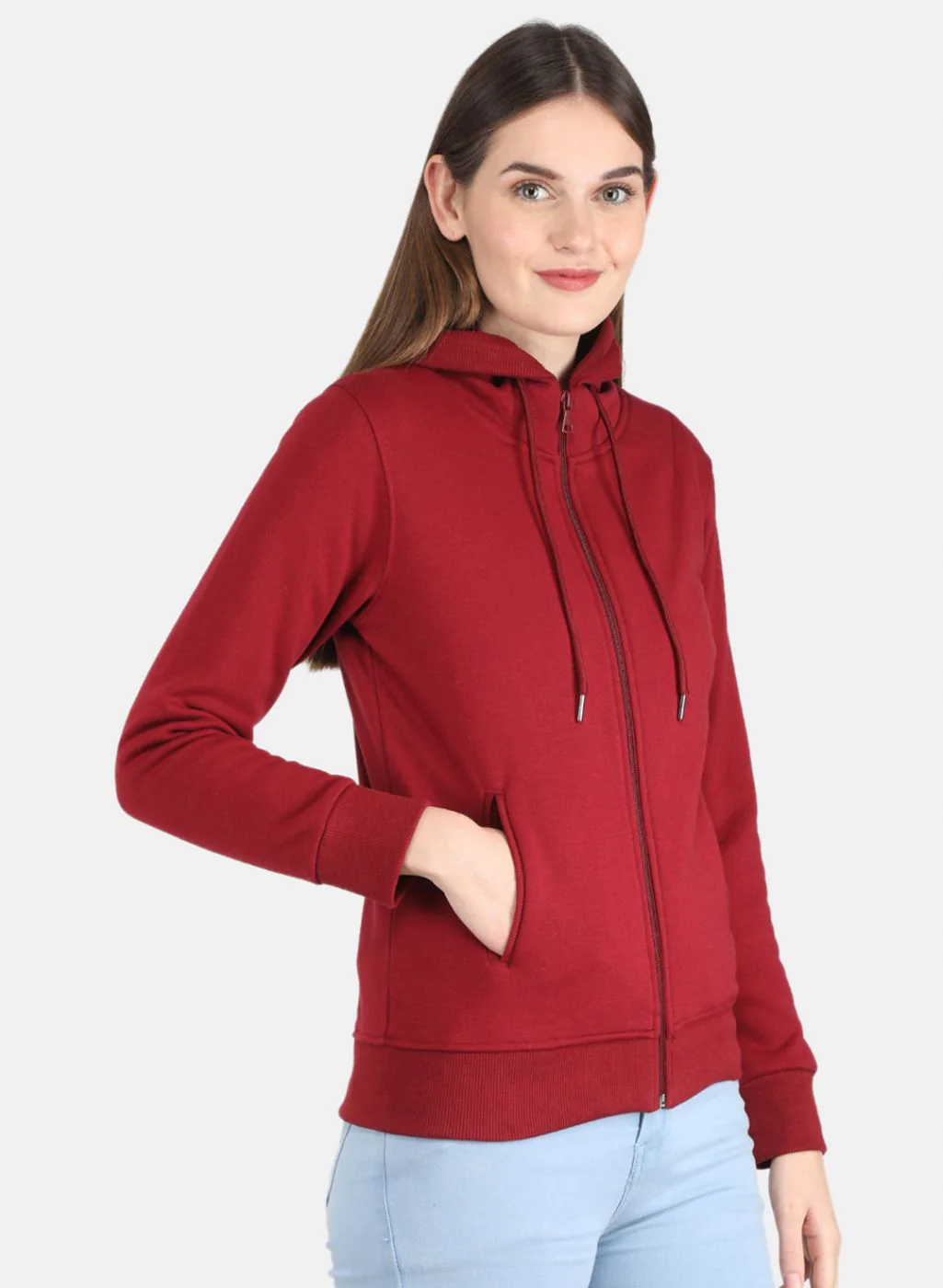 Women Maroon Solid Sweatshirt - Image 6
