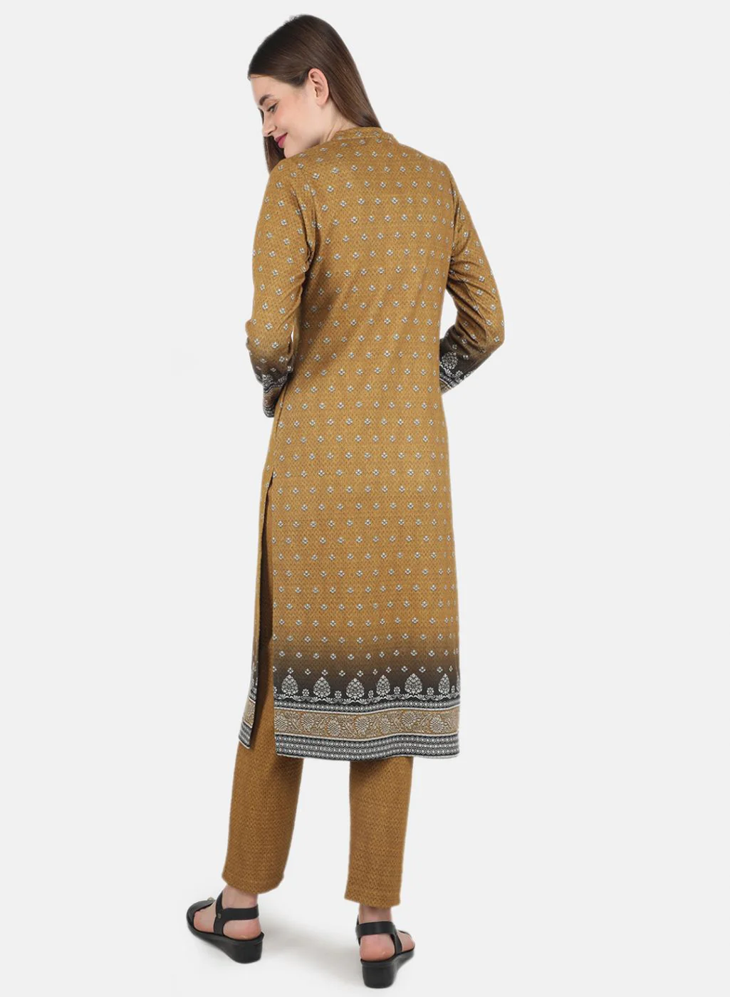 Women Mustard Kurti+Lower Set for Winter - Image 3