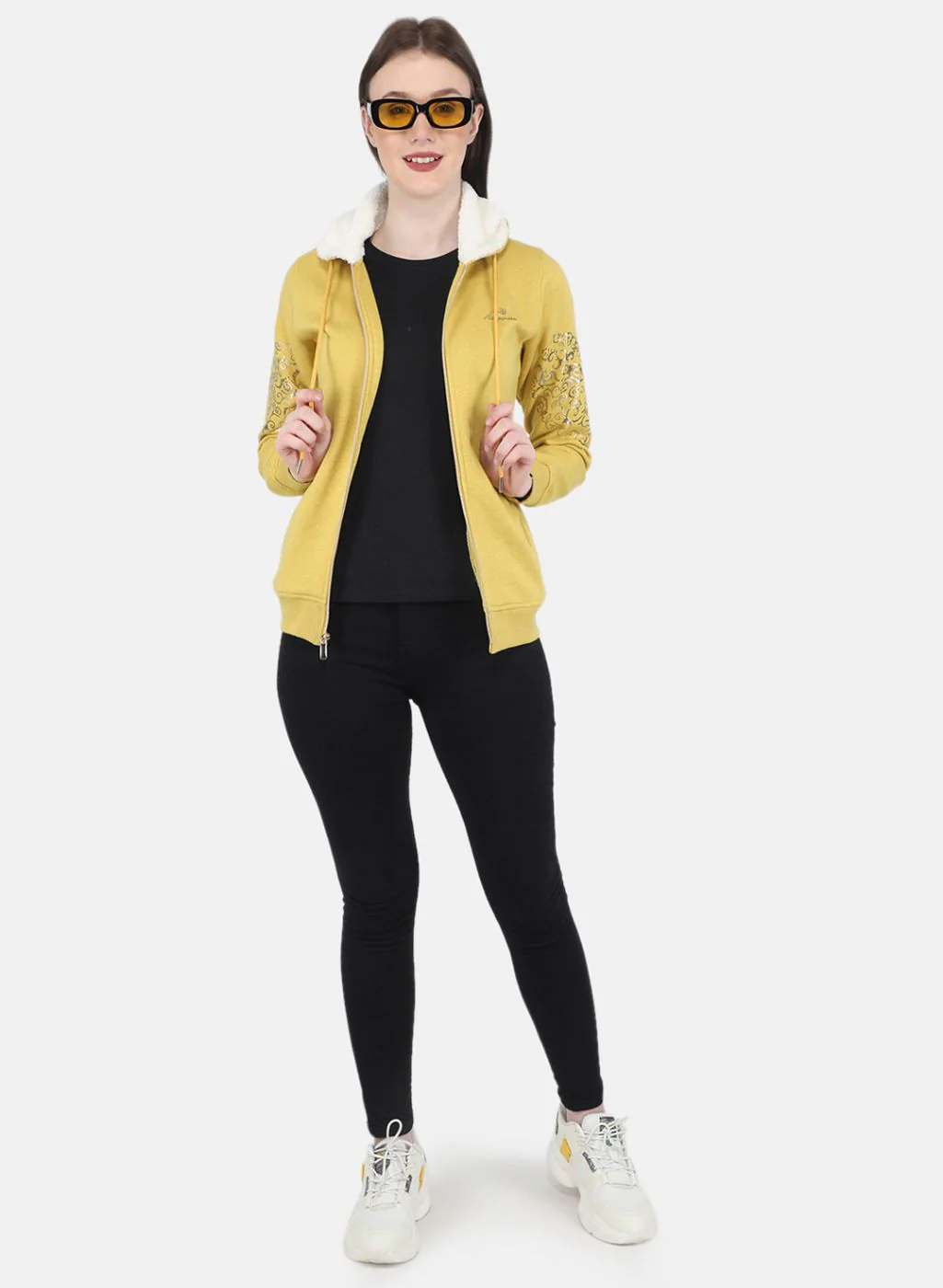 Women Mustard Printed Sweatshirt - Image 4