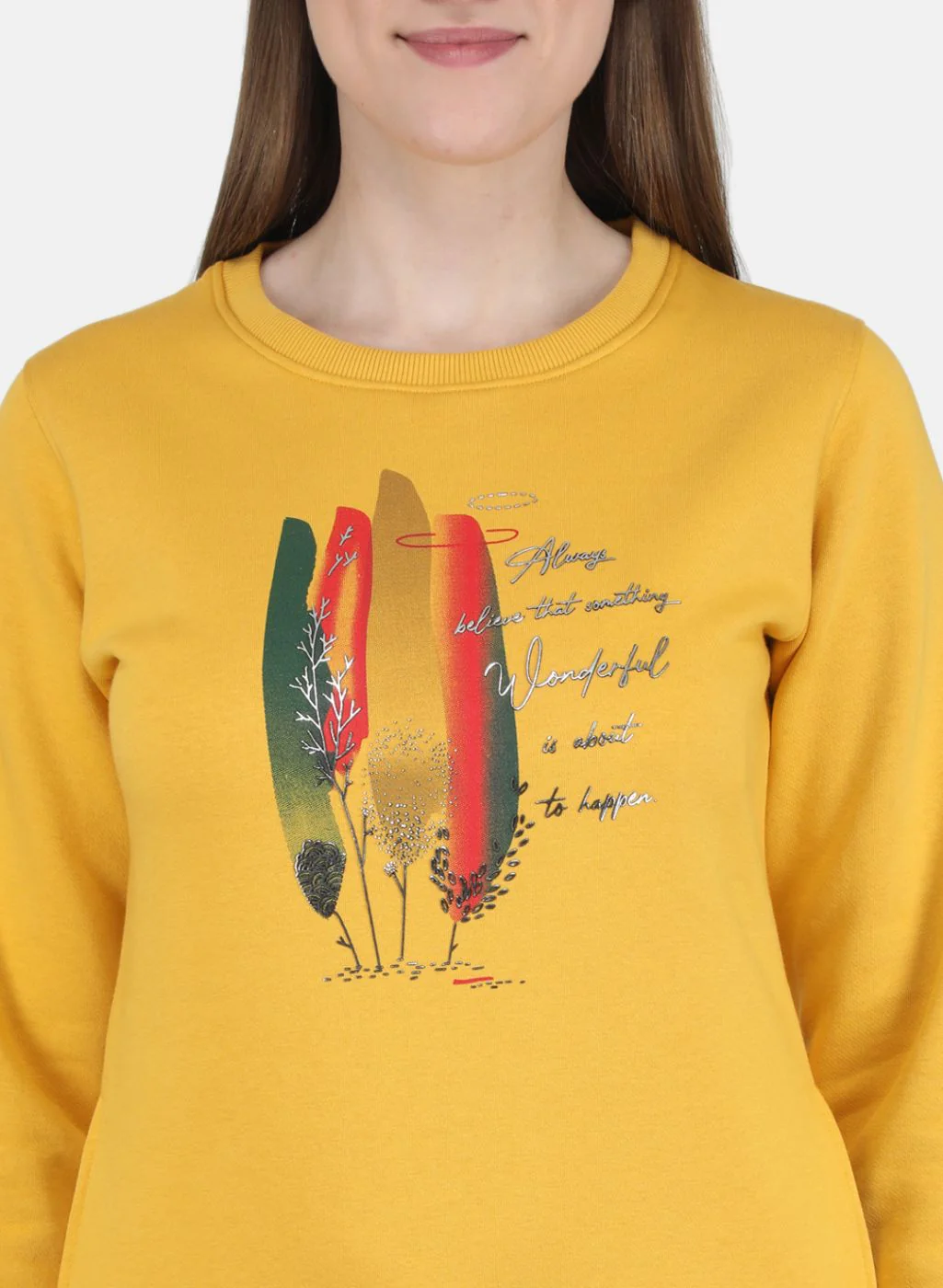 Women Mustard Printed Sweatshirt - Image 5