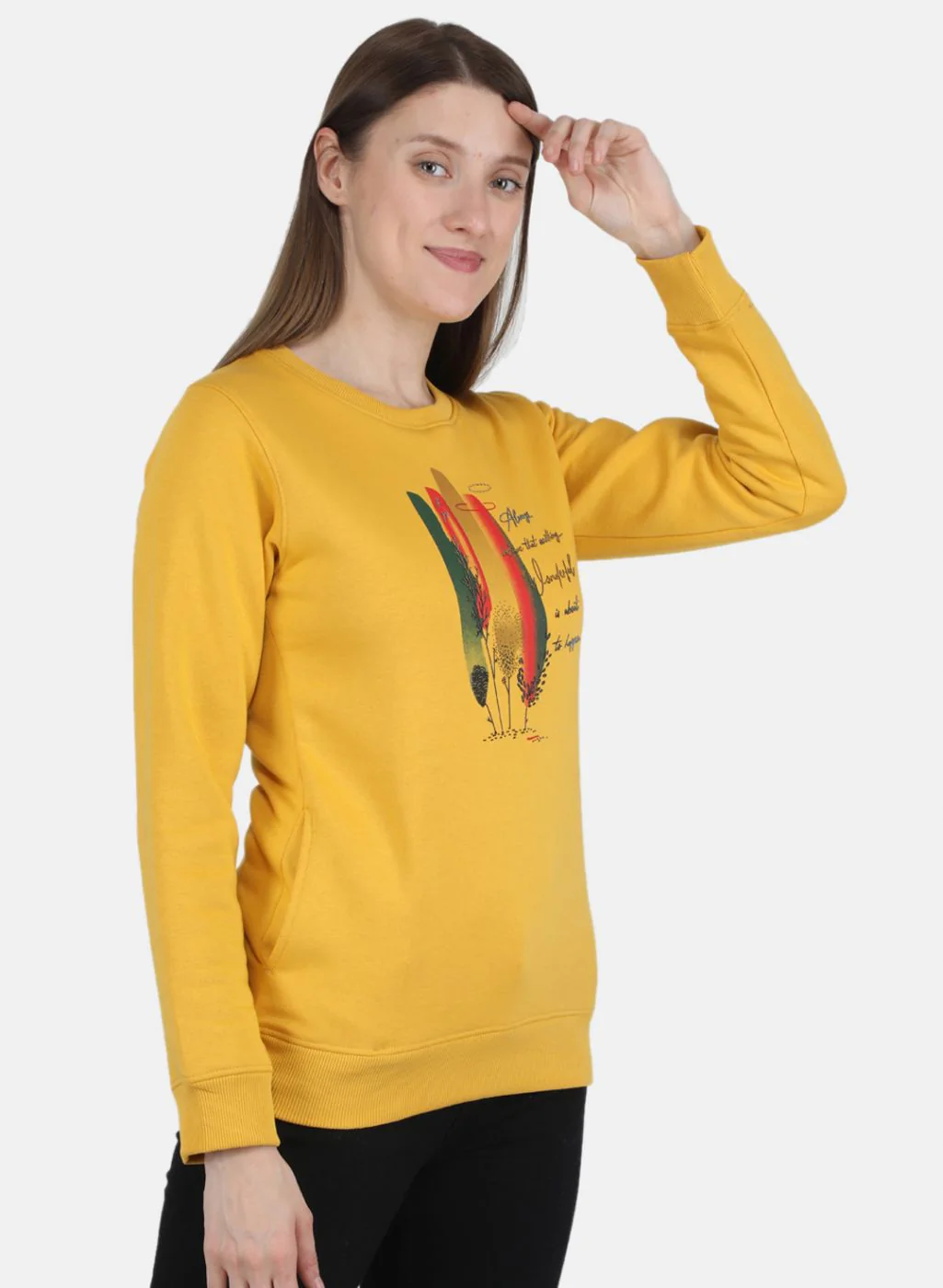 Women Mustard Printed Sweatshirt - Image 6