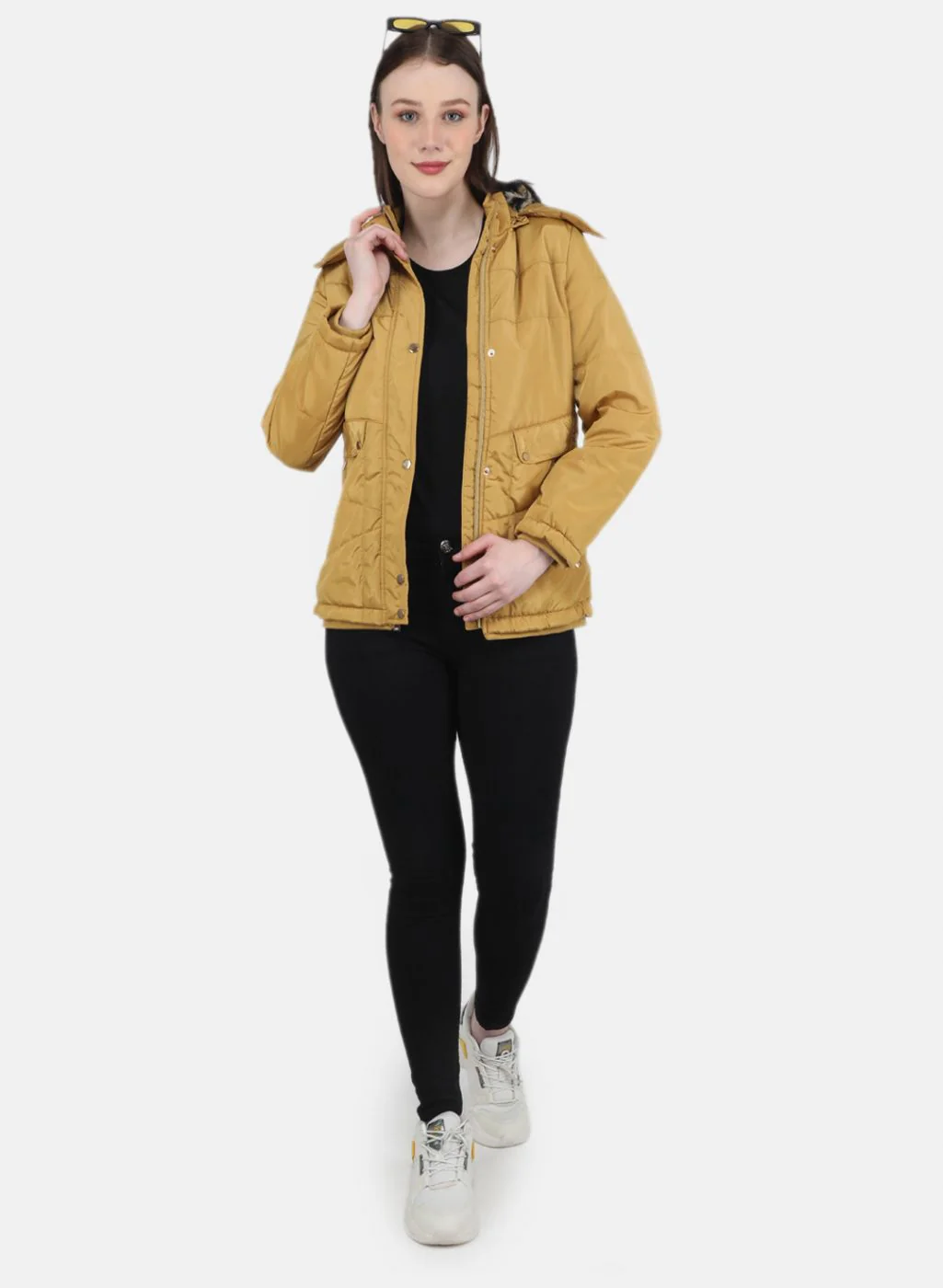 Women Mustard Solid Jacket - Image 4