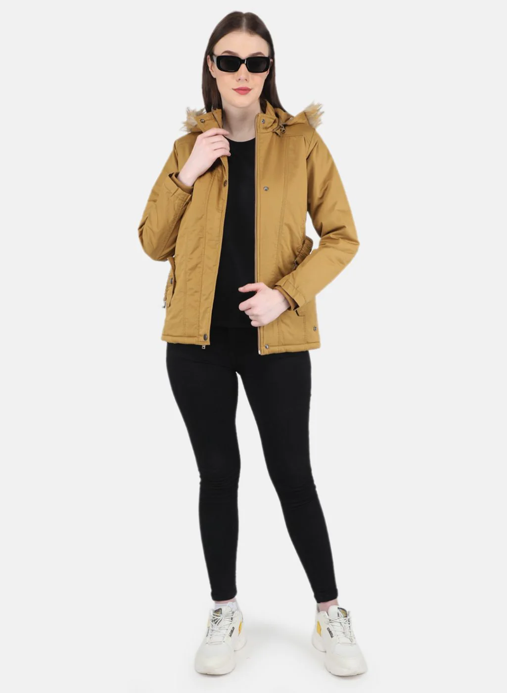 Women Mustard Solid Jacket - Image 4