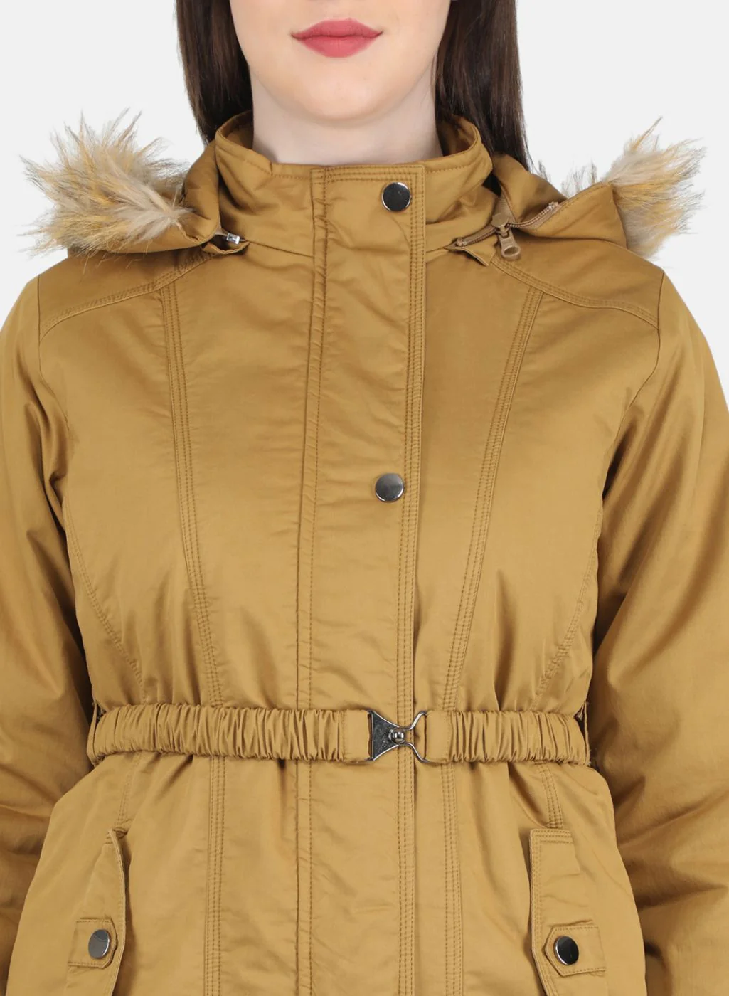 Women Mustard Solid Jacket - Image 5