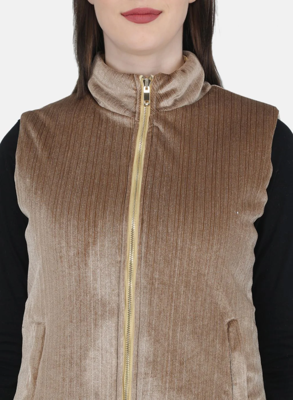 Women Mustard Stripe Jacket - Image 5