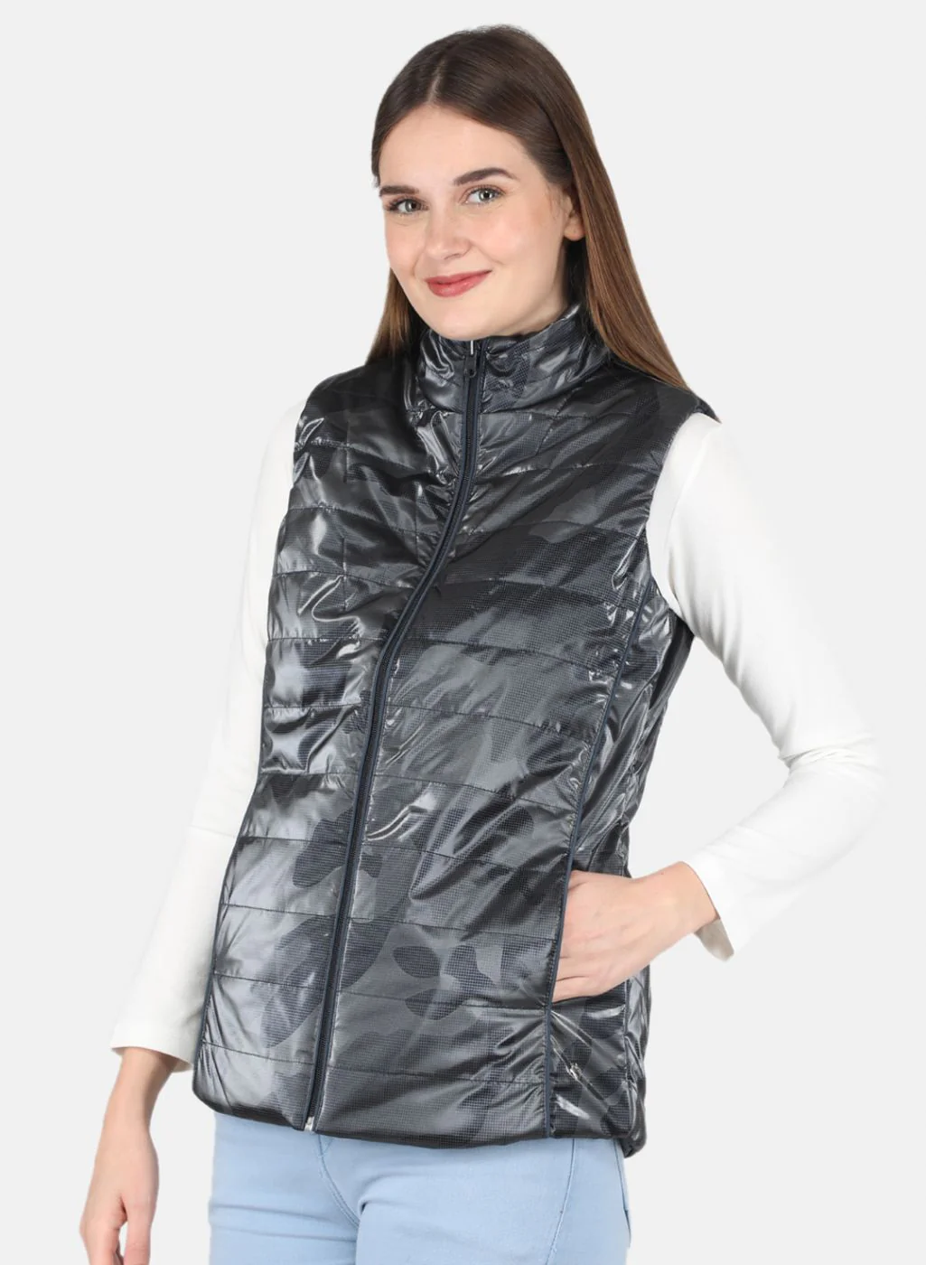 Women NAvy Blue Check Jacket - Image 2