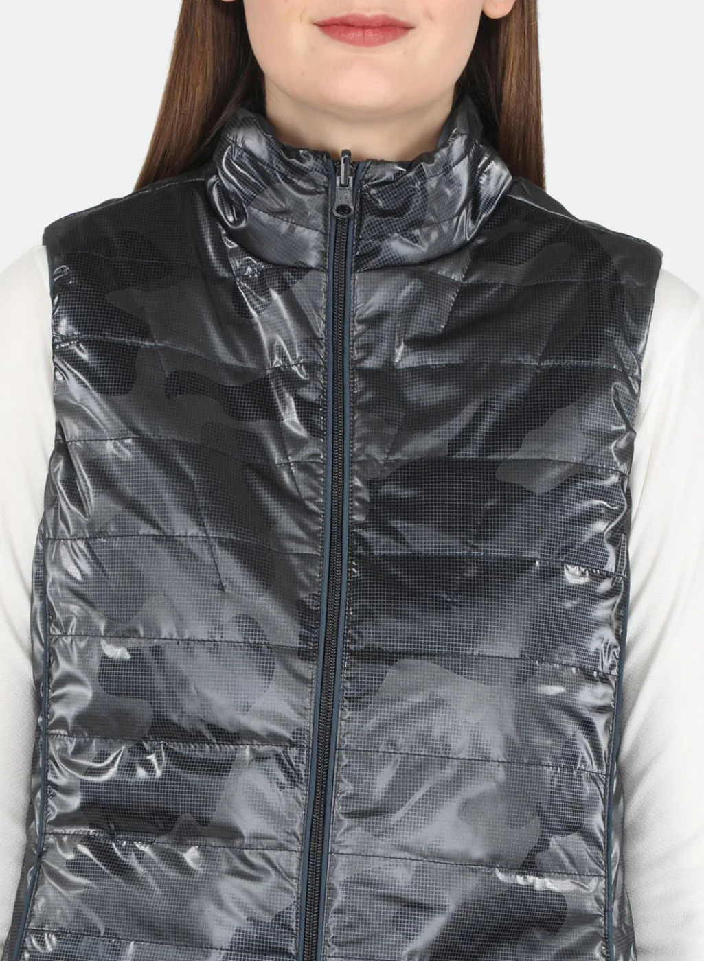Women NAvy Blue Check Jacket - Image 5