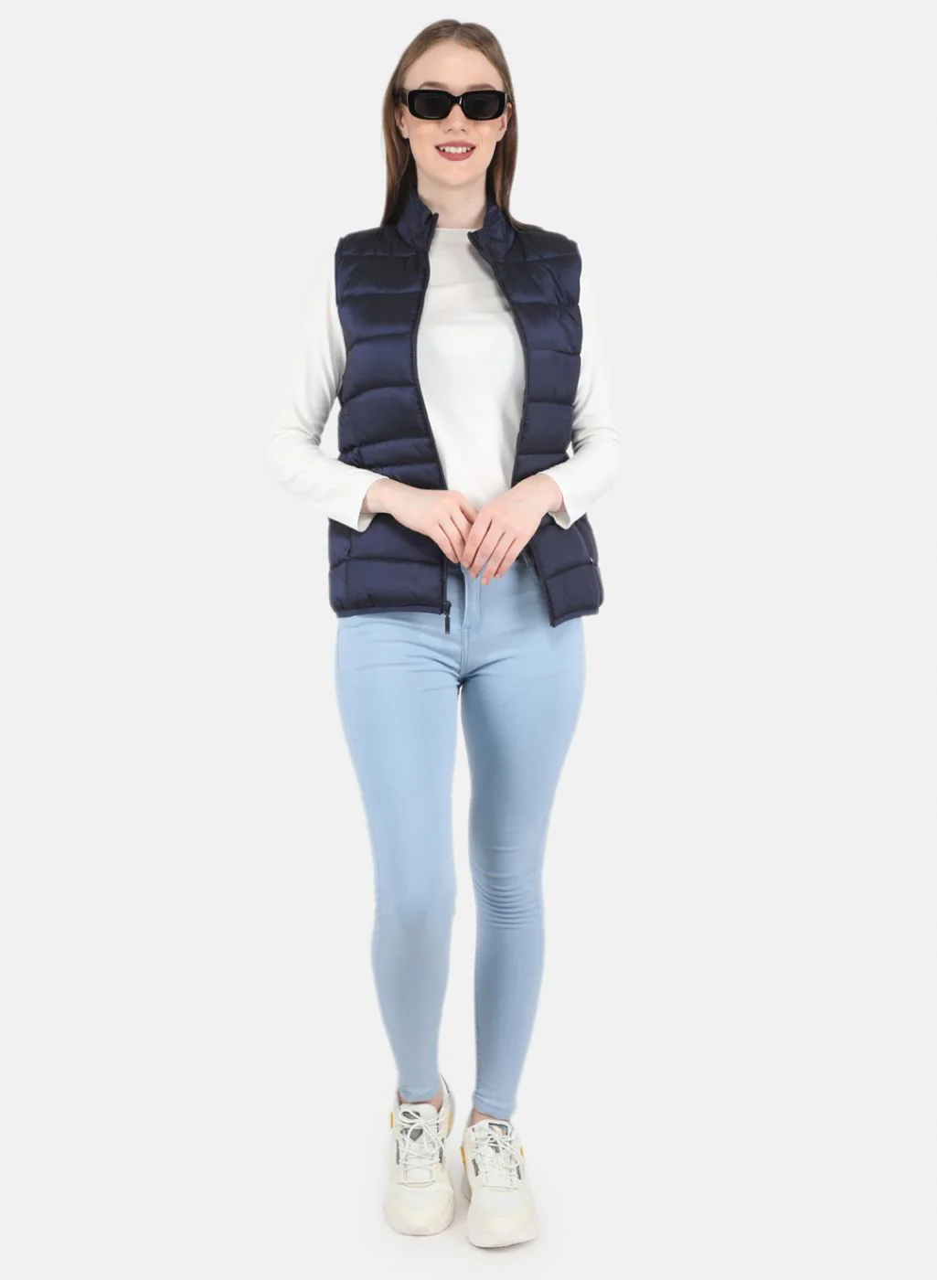 Women Navy Blue Puffer Jacket - Image 4