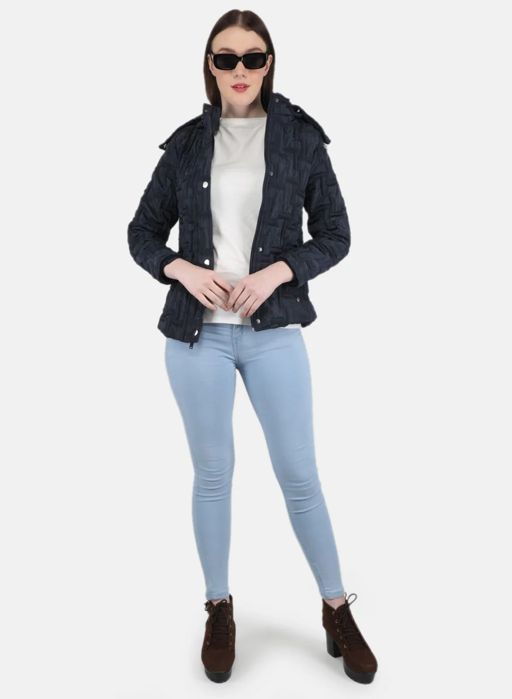 Women NAvy Blue Embroidered Jacket - Image 4