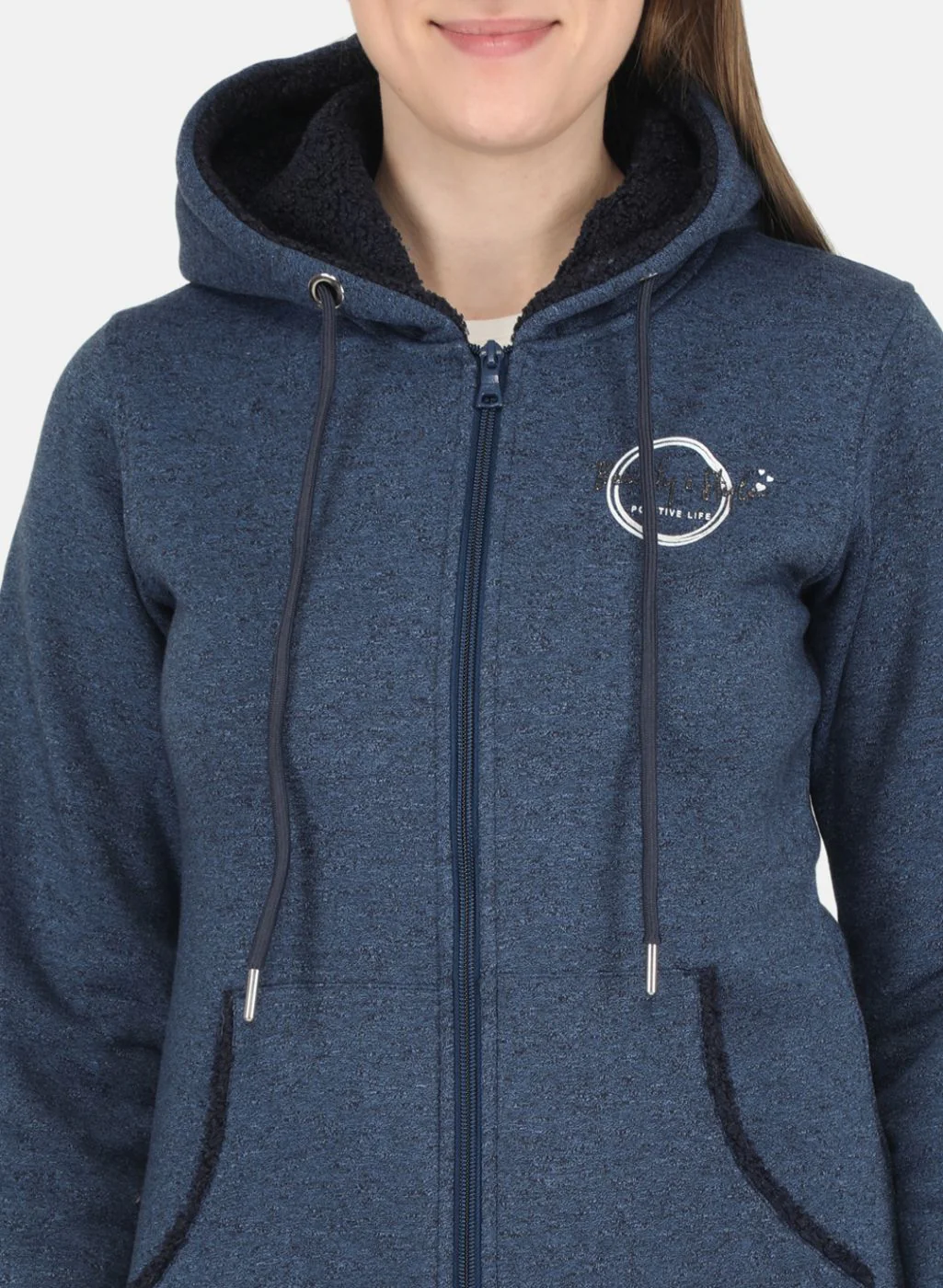Women NAvy Blue Jaquard Sweatshirt - Image 5