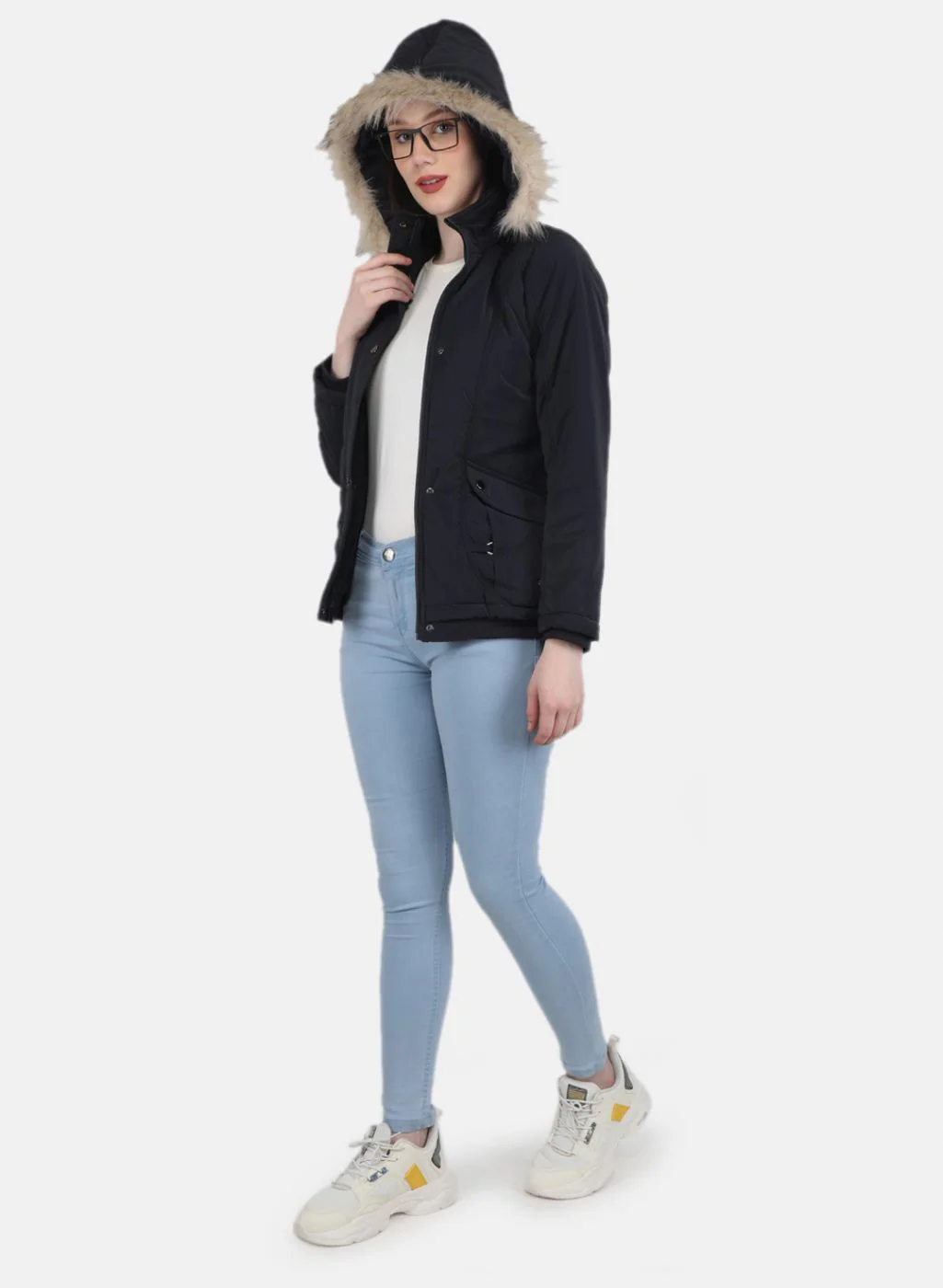 Women NAvy Blue Printed Jacket - Image 4