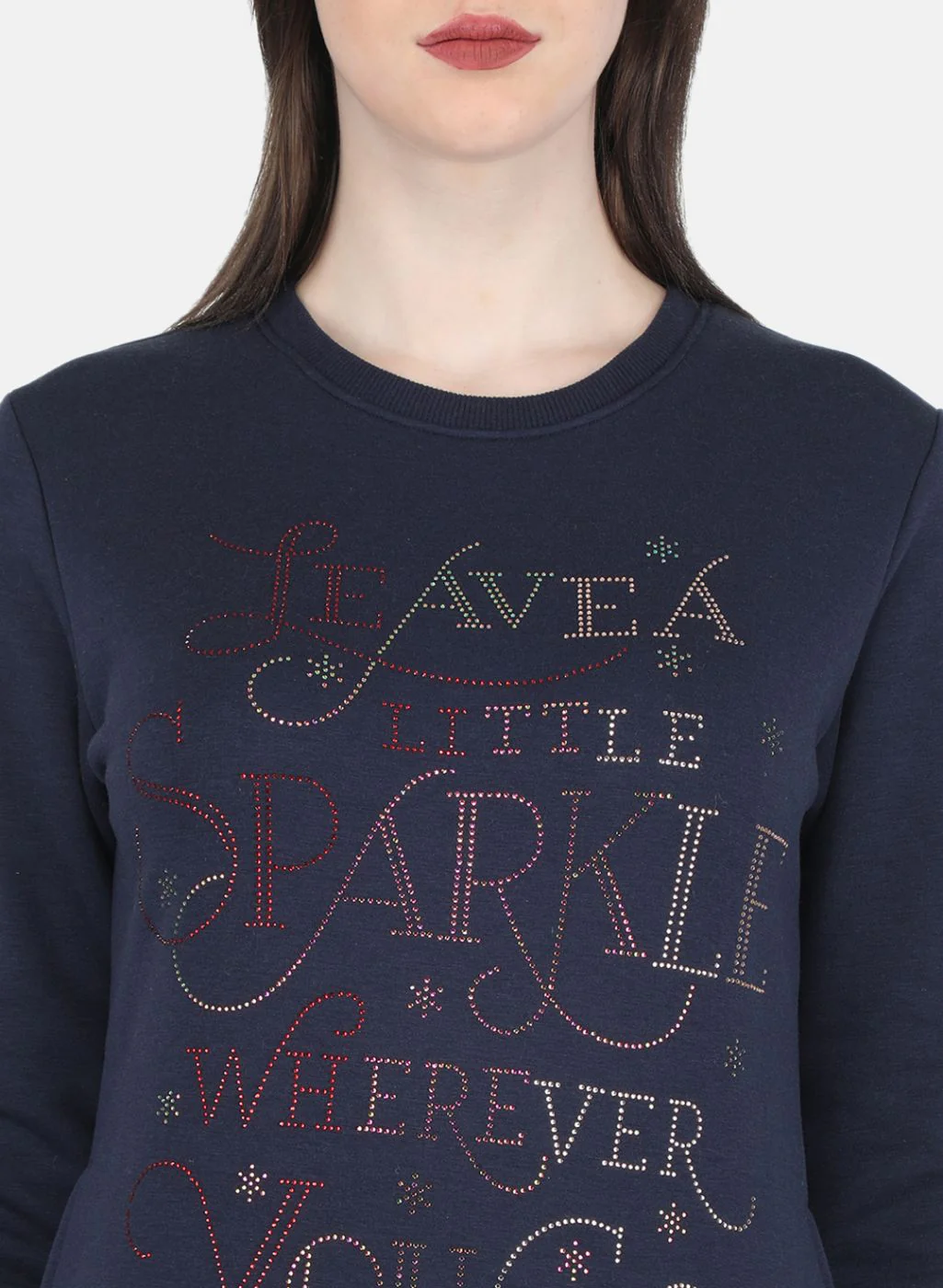 Women NAvy Blue Printed Sweatshirt - Image 5