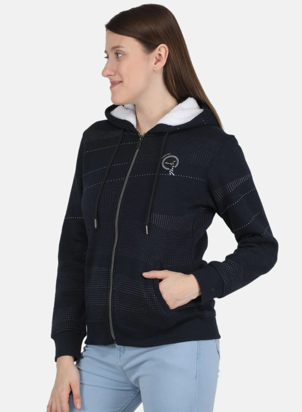 Women NAvy Blue Printed Sweatshirt - Image 2