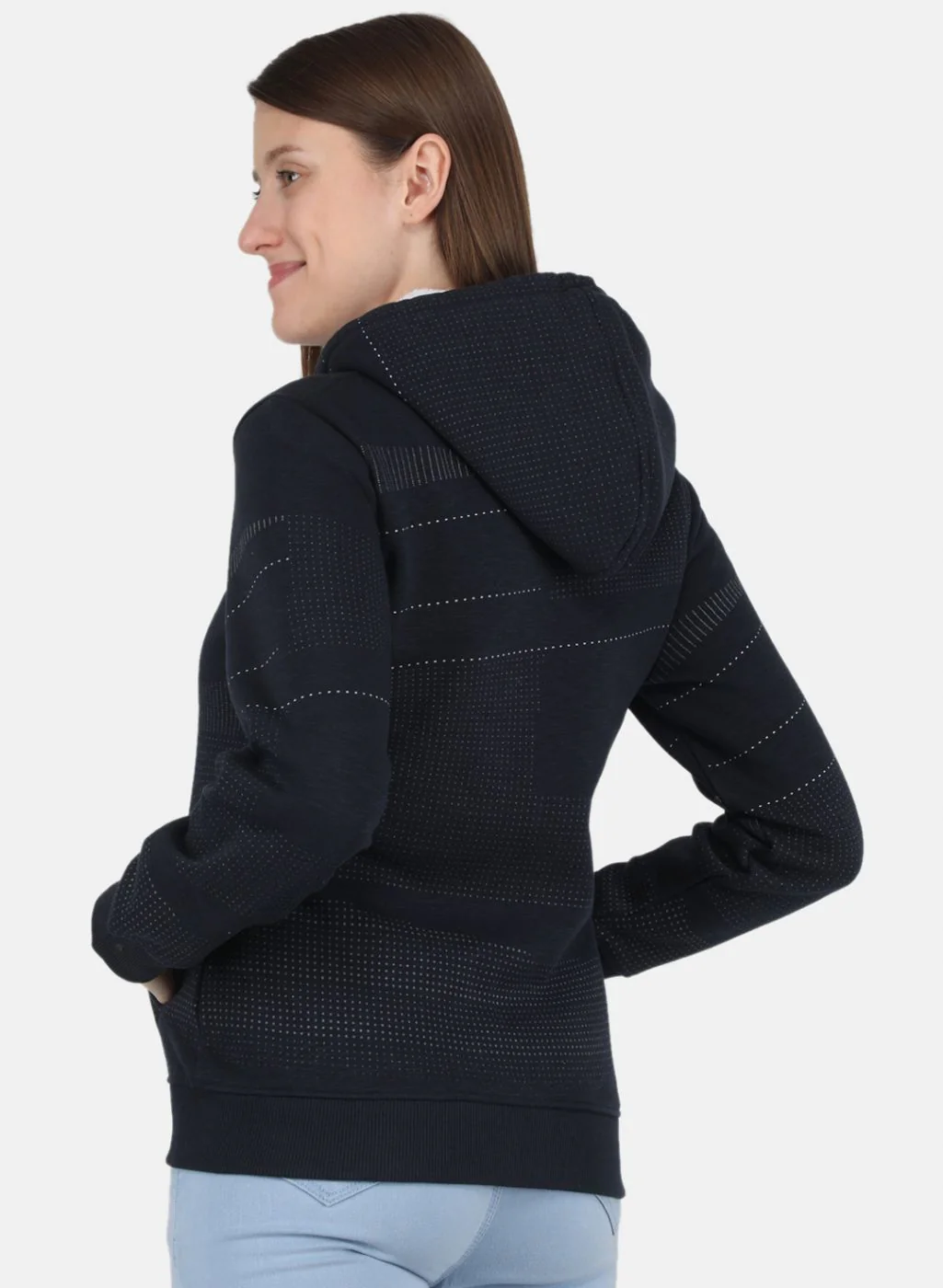 Women NAvy Blue Printed Sweatshirt - Image 3