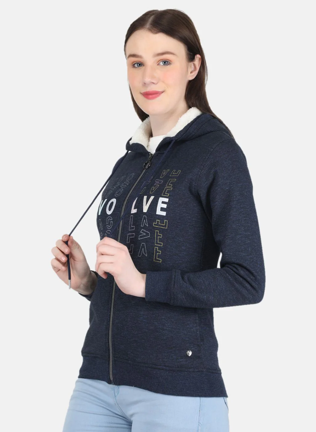 Women NAvy Blue Printed Sweatshirt - Image 2