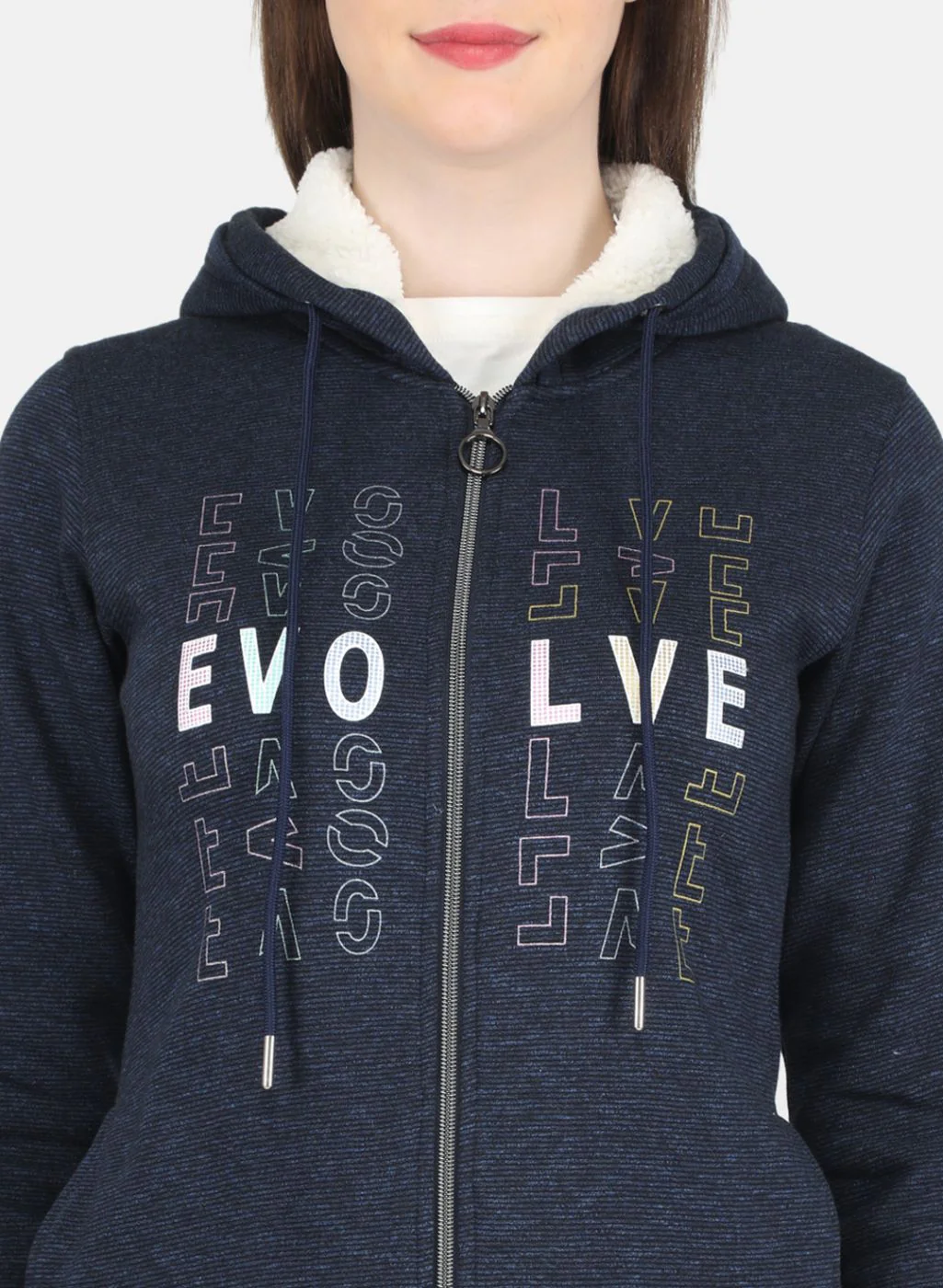 Women NAvy Blue Printed Sweatshirt - Image 5
