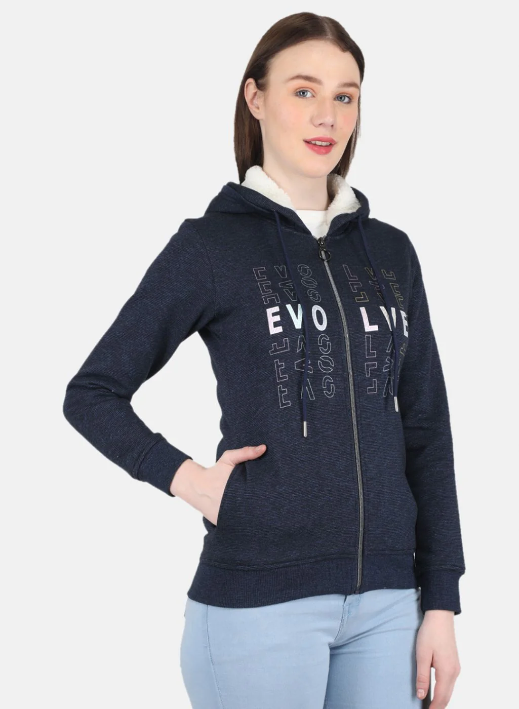 Women NAvy Blue Printed Sweatshirt - Image 6