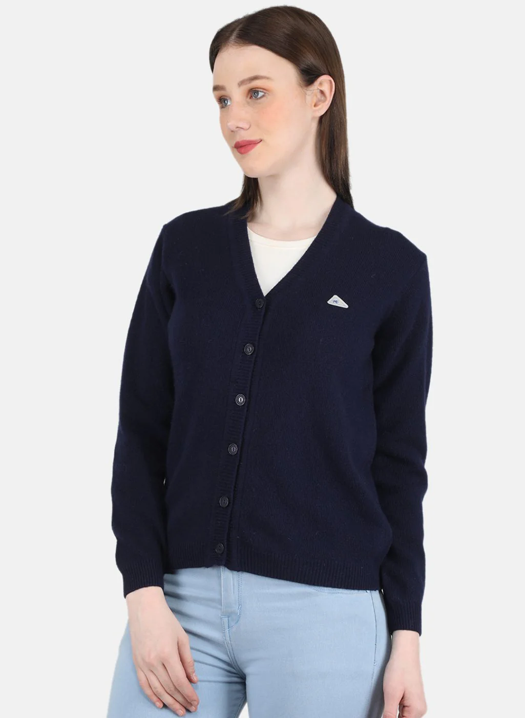 Women NAvy Blue Solid Cardigan - Image 2