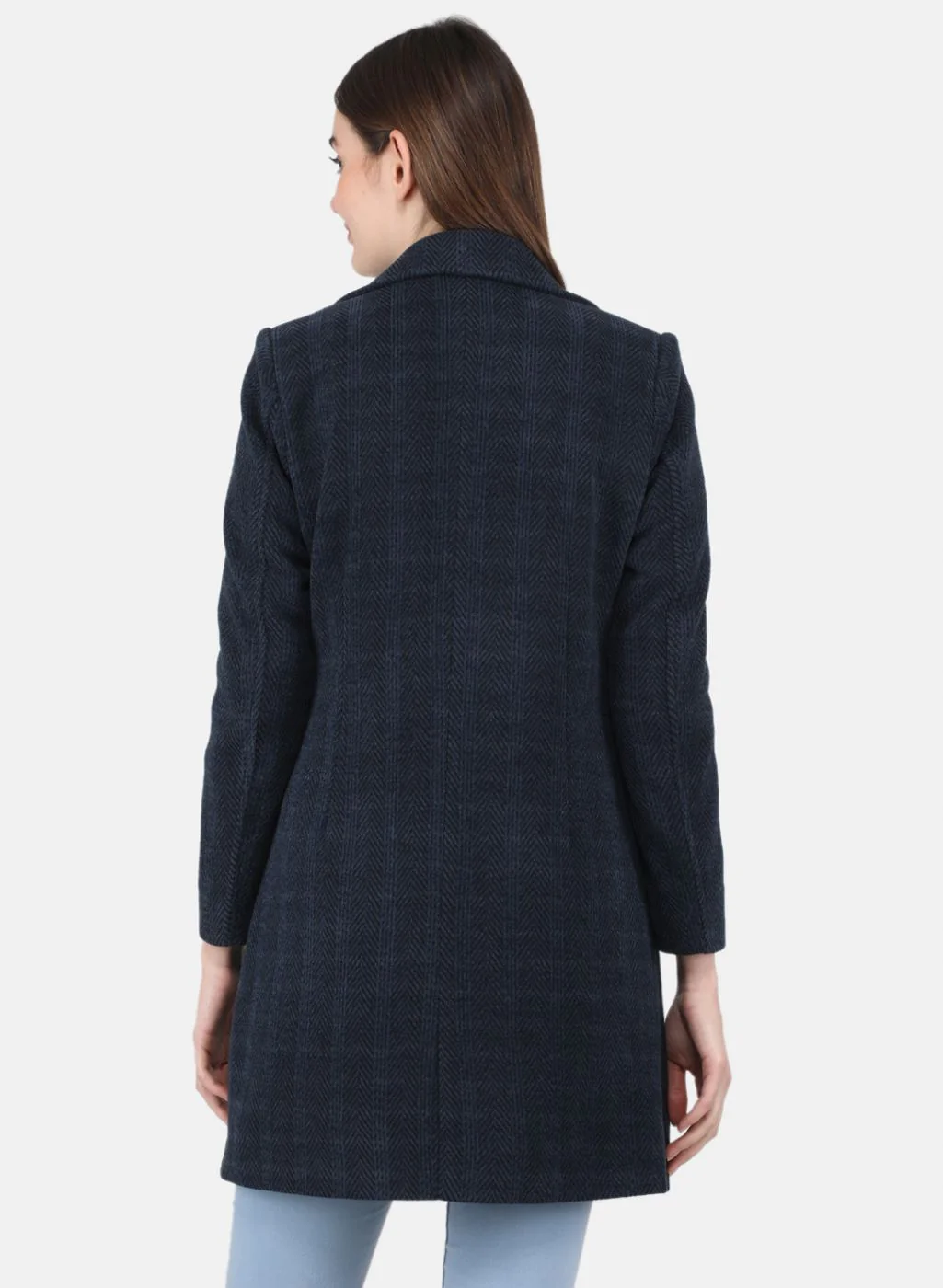 Women NAvy Blue Solid Coat - Image 3