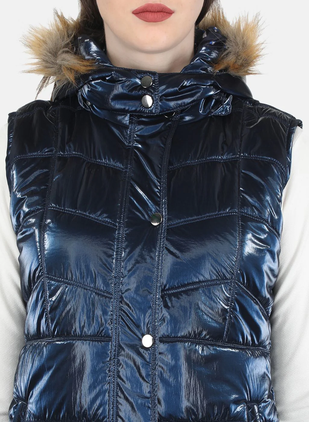 Women NAvy Blue Solid Jacket - Image 5