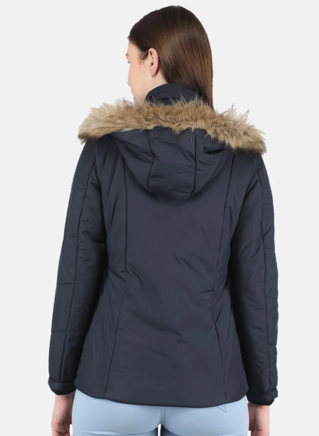 Women NAvy Blue Solid Jacket - Image 3