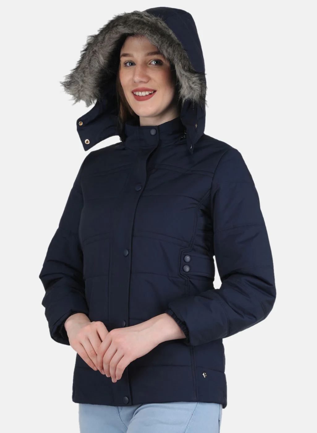 Women NAvy Blue Solid Jacket - Image 2