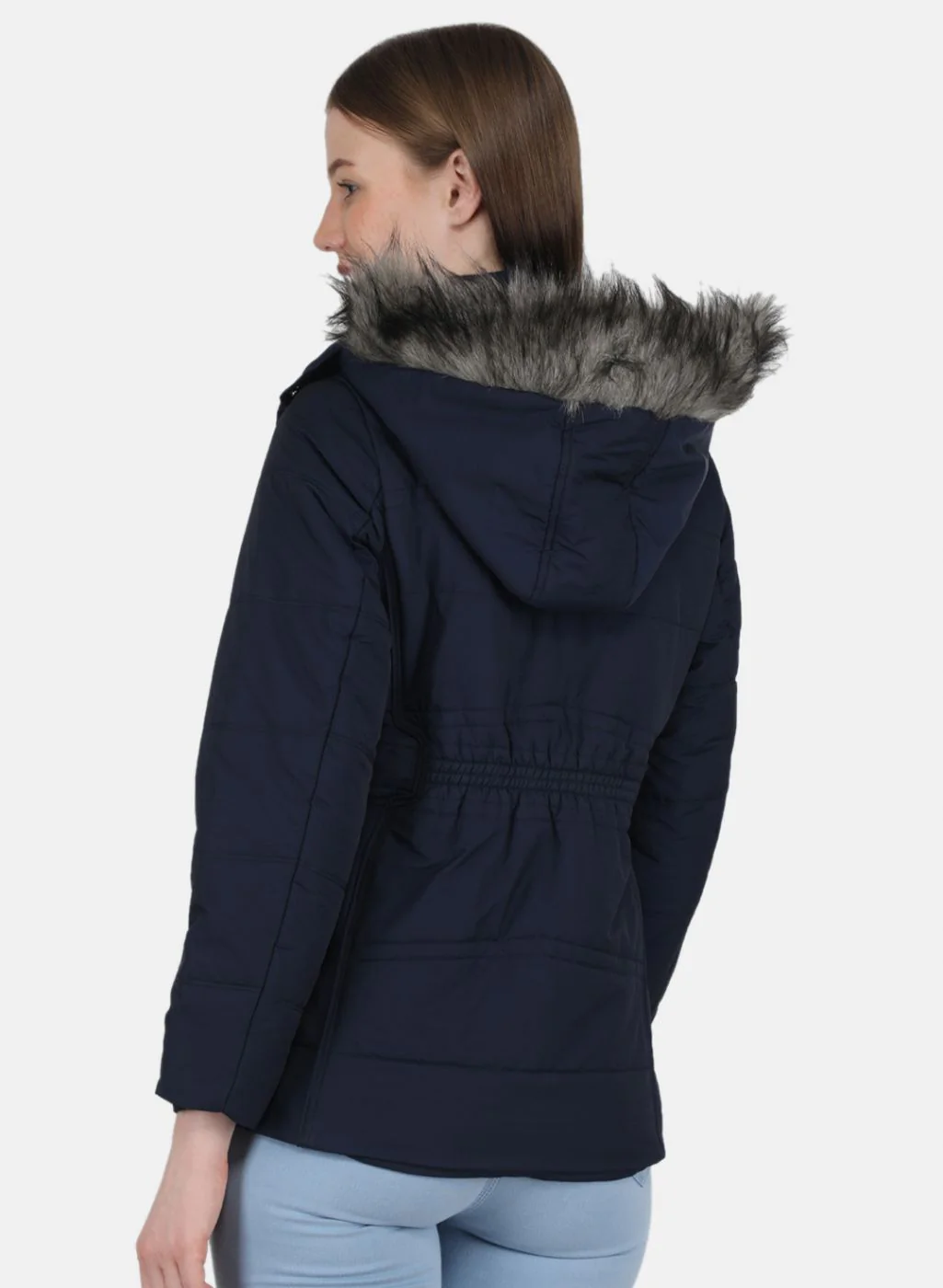 Women NAvy Blue Solid Jacket - Image 3