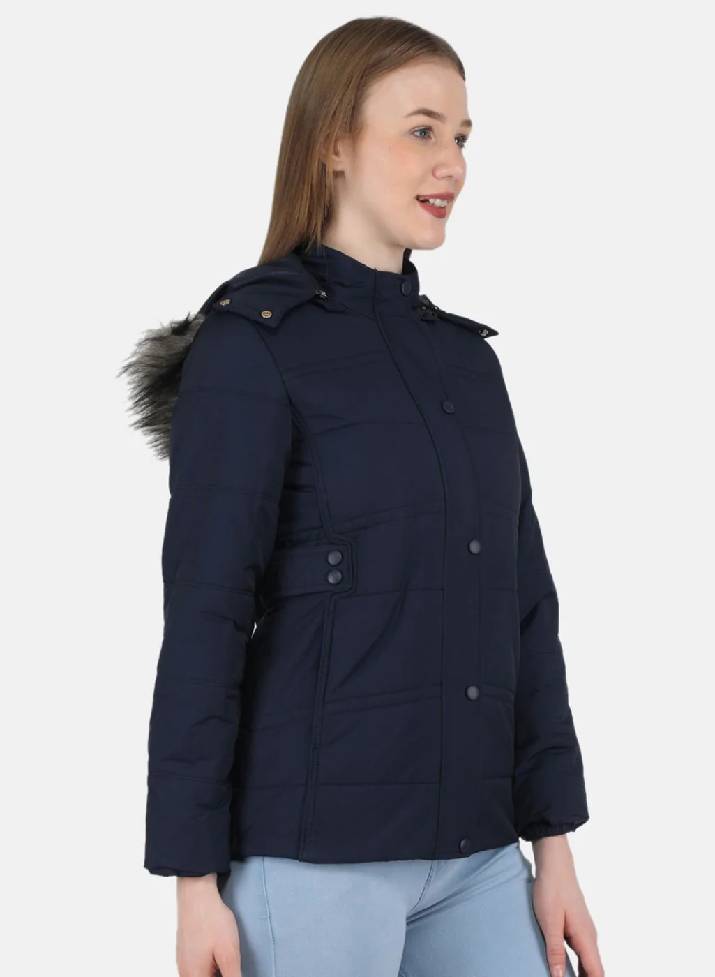 Women NAvy Blue Solid Jacket - Image 6