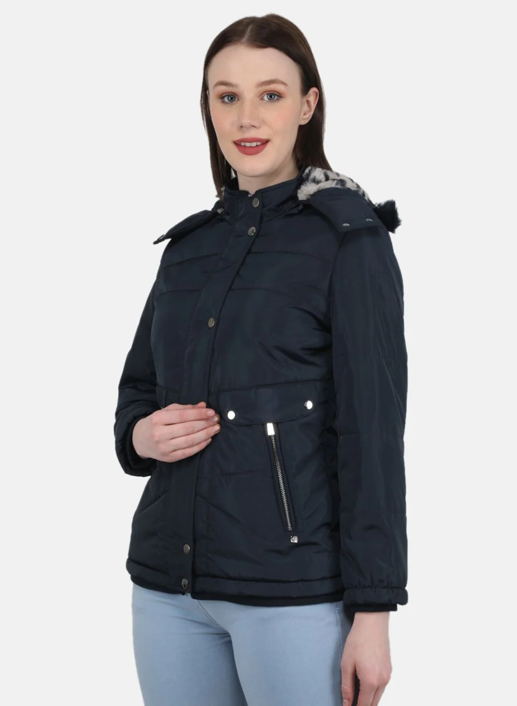 Women NAvy Blue Solid Jacket - Image 2