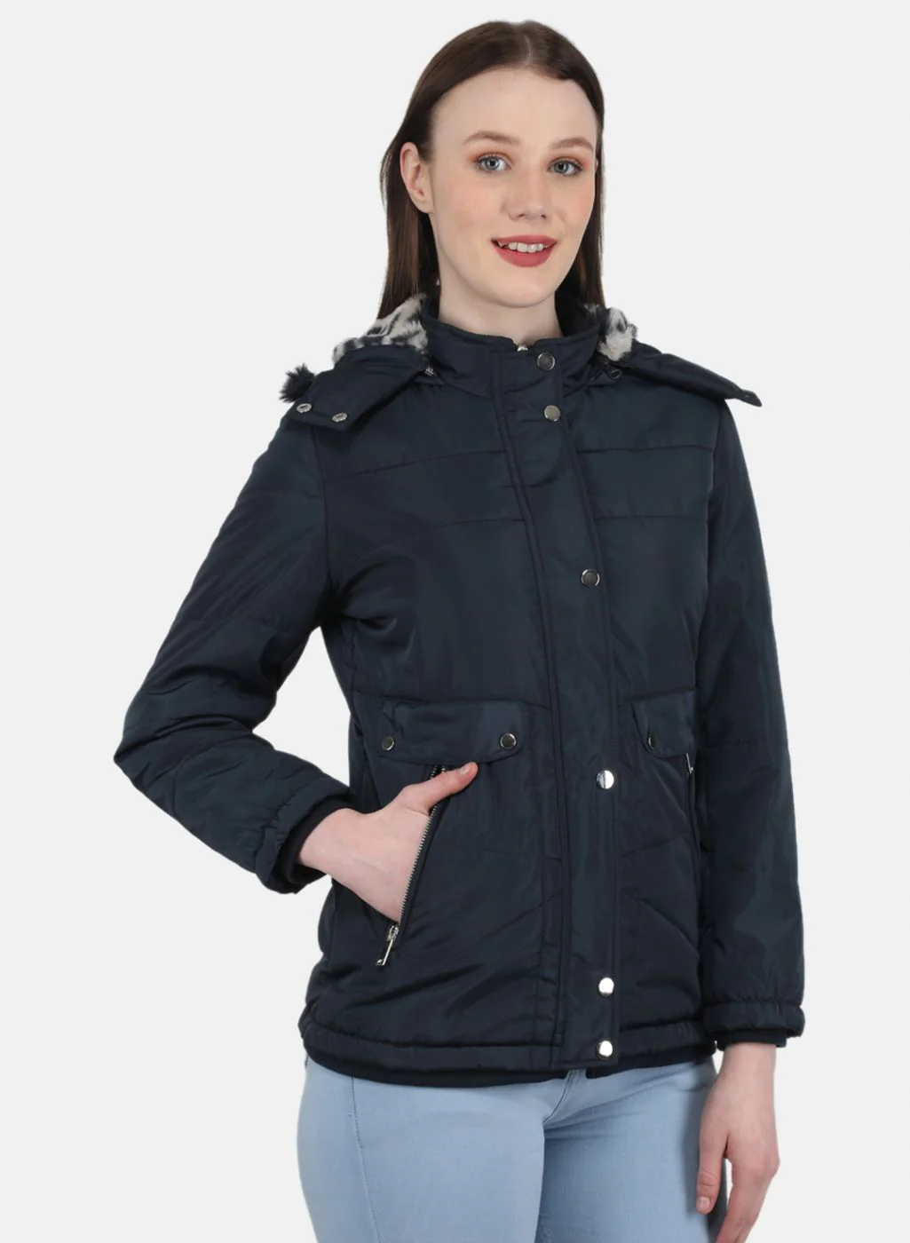 Women NAvy Blue Solid Jacket - Image 6